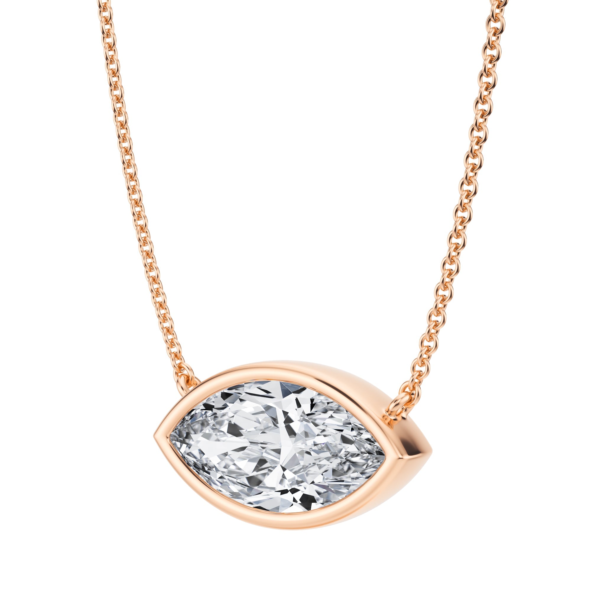 2.5 Carat Marquise Bezel Solitaire Pendant Necklace