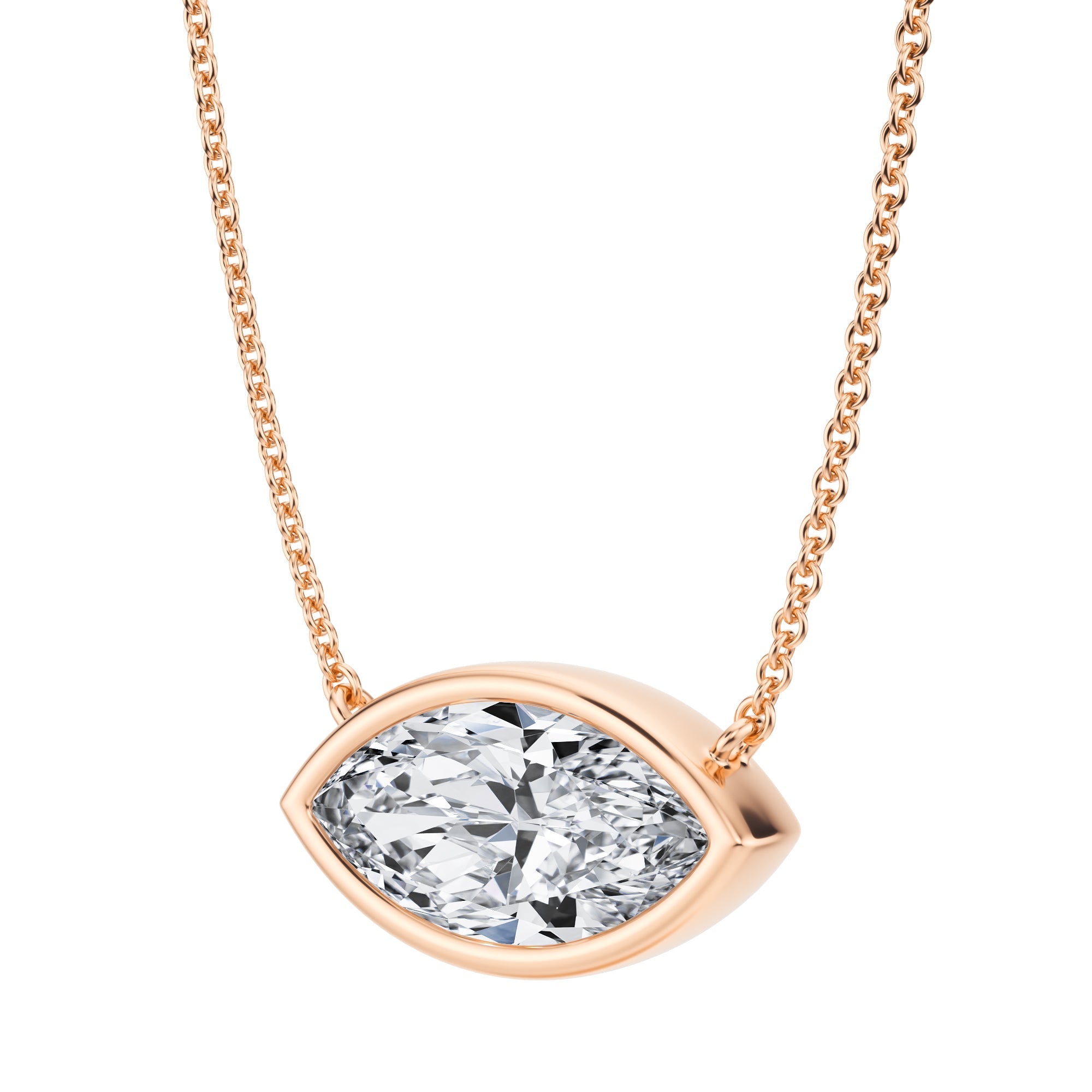 3 Carat Marquise Bezel Solitaire Pendant Necklace