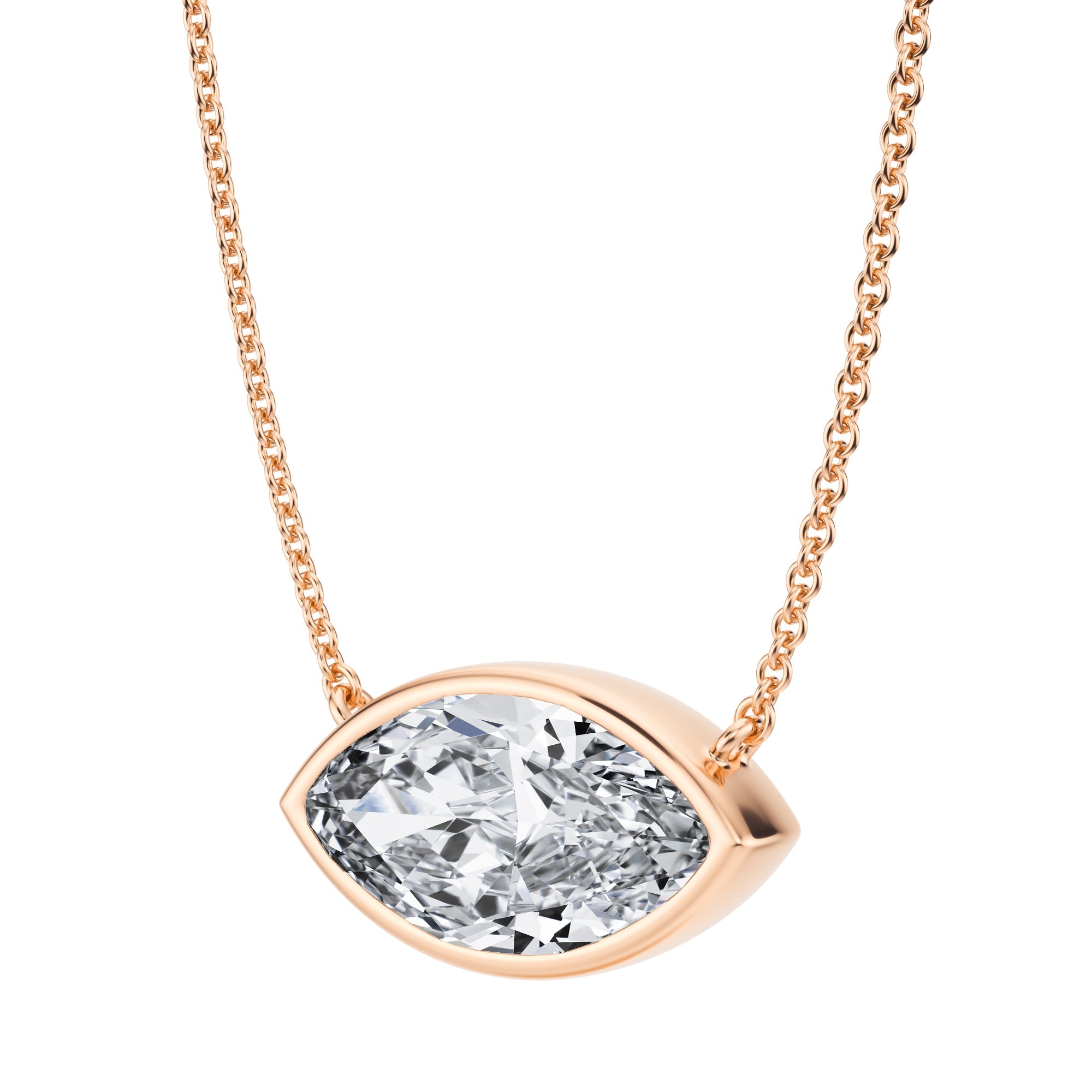 3.5 Carat Marquise Bezel Solitaire Pendant Necklace