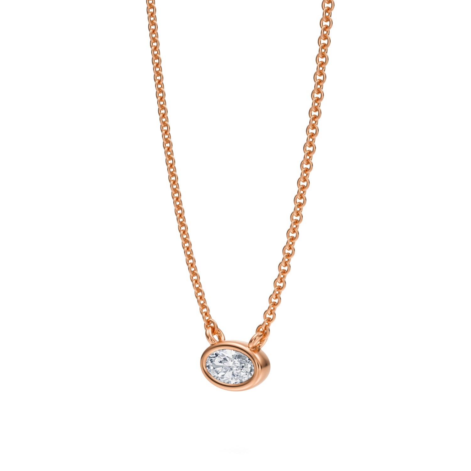 Oval Bezel Solitaire Pendant Necklace