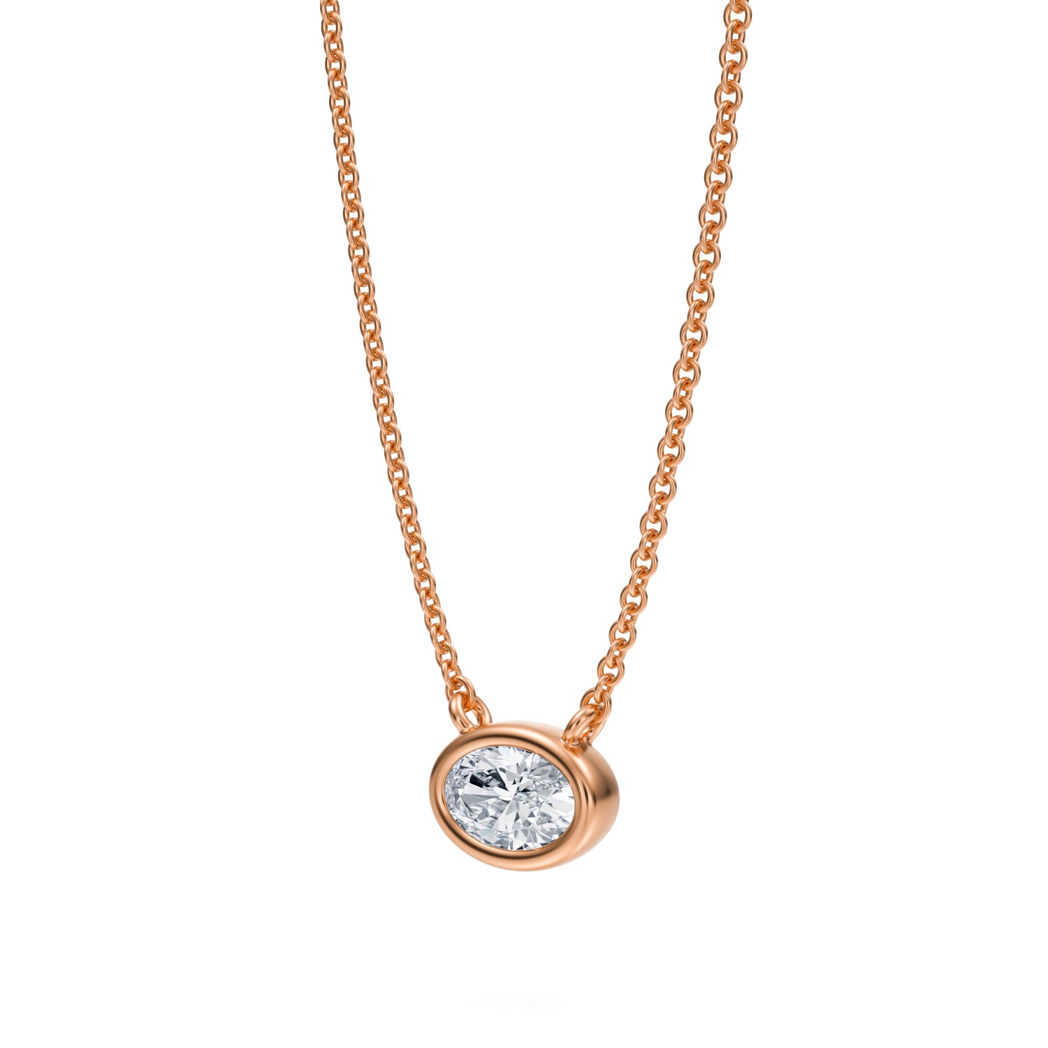 1/2 Carat Oval Bezel Solitaire Pendant Necklace