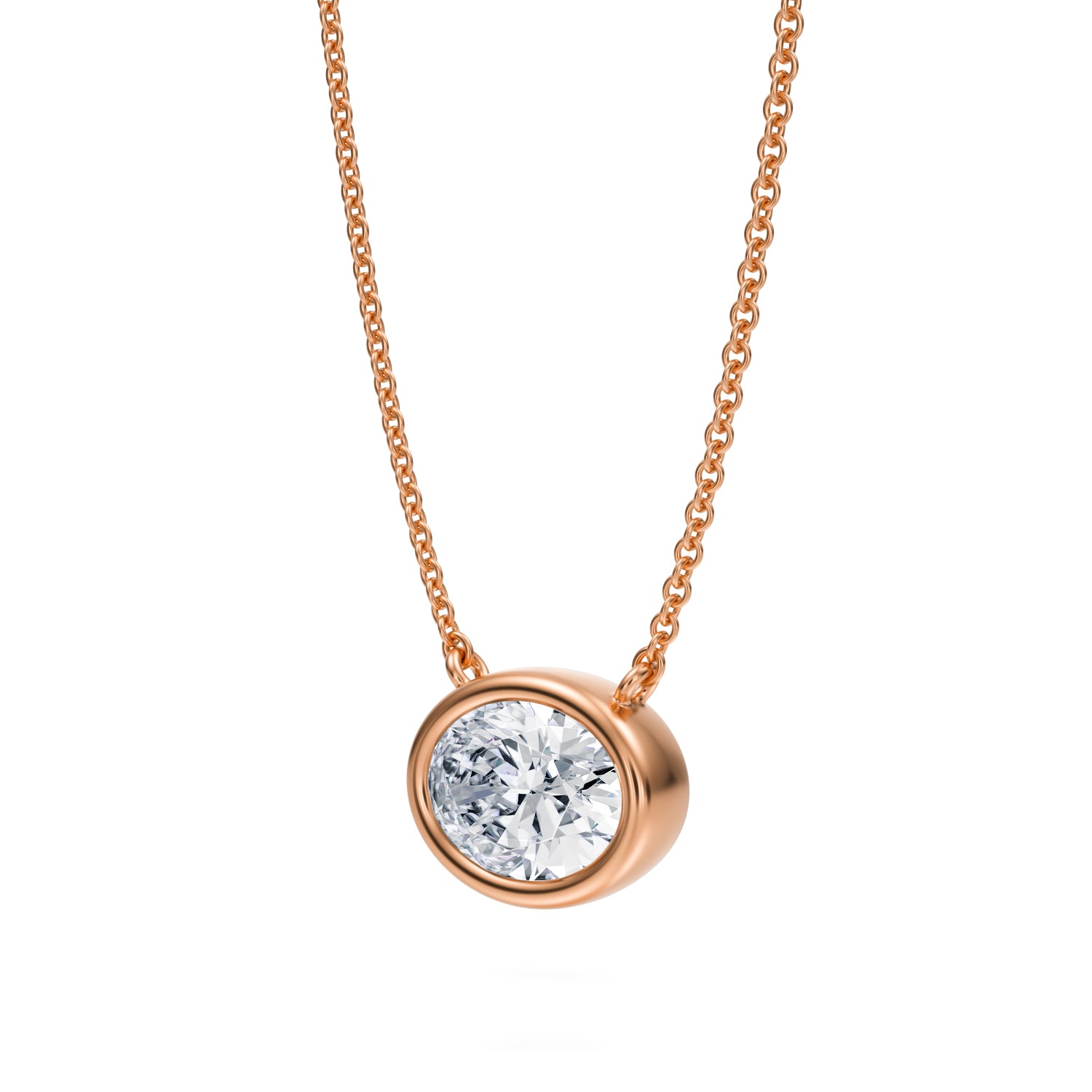 1.5 Carat Oval Bezel Solitaire Pendant Necklace