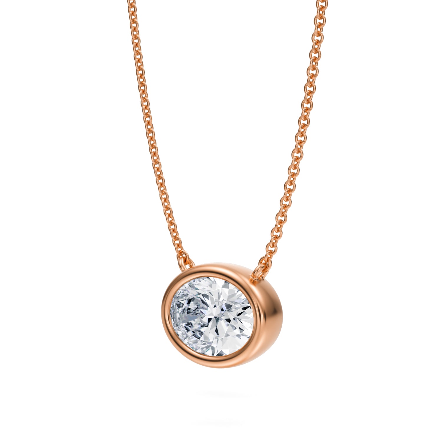 2 Carat Oval Bezel Solitaire Pendant Necklace