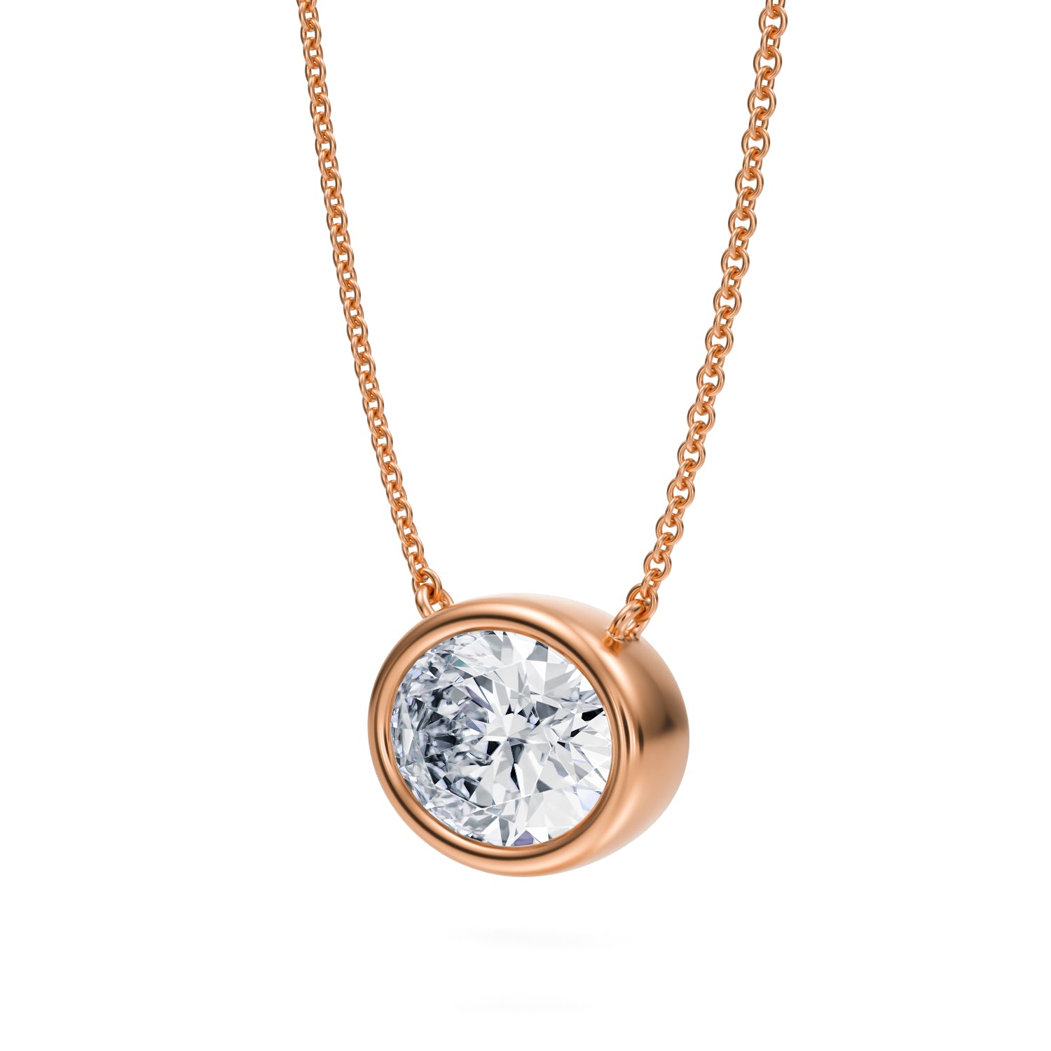 2.5 Carat Oval Bezel Solitaire Pendant Necklace