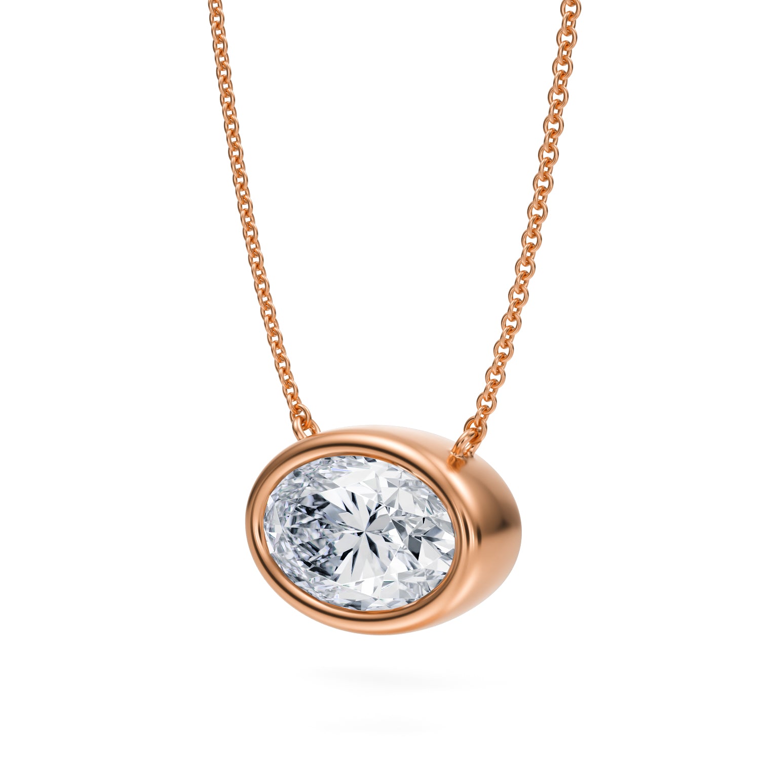 3 Carat Oval Bezel Solitaire Pendant Necklace