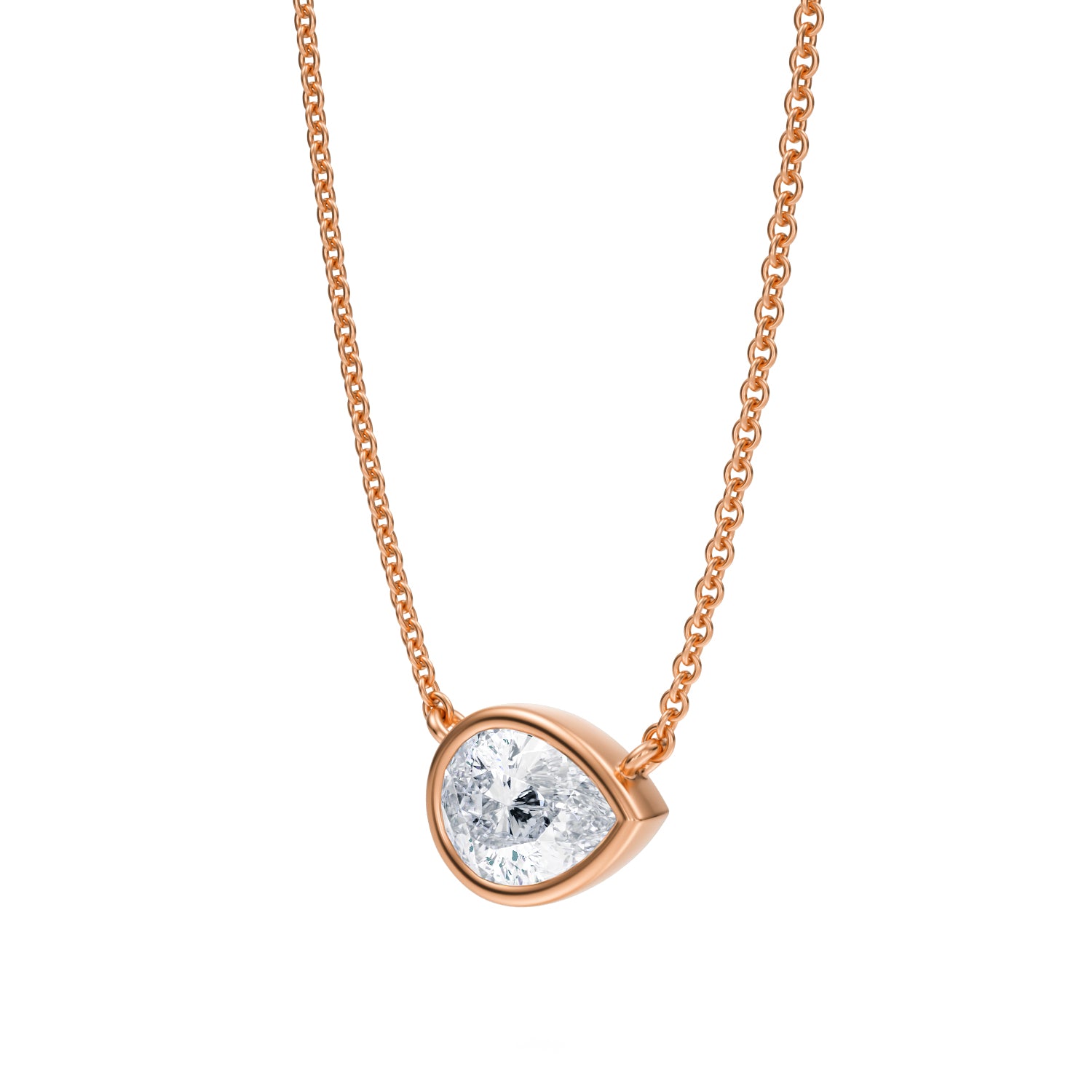 1 Carat Pear Bezel Solitaire Pendant Necklace