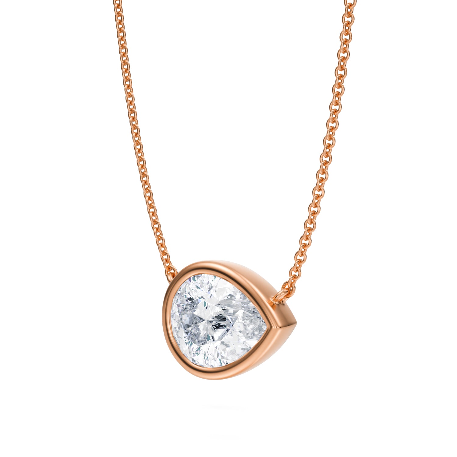 2.5 Carat Pear Bezel Solitaire Pendant Necklace