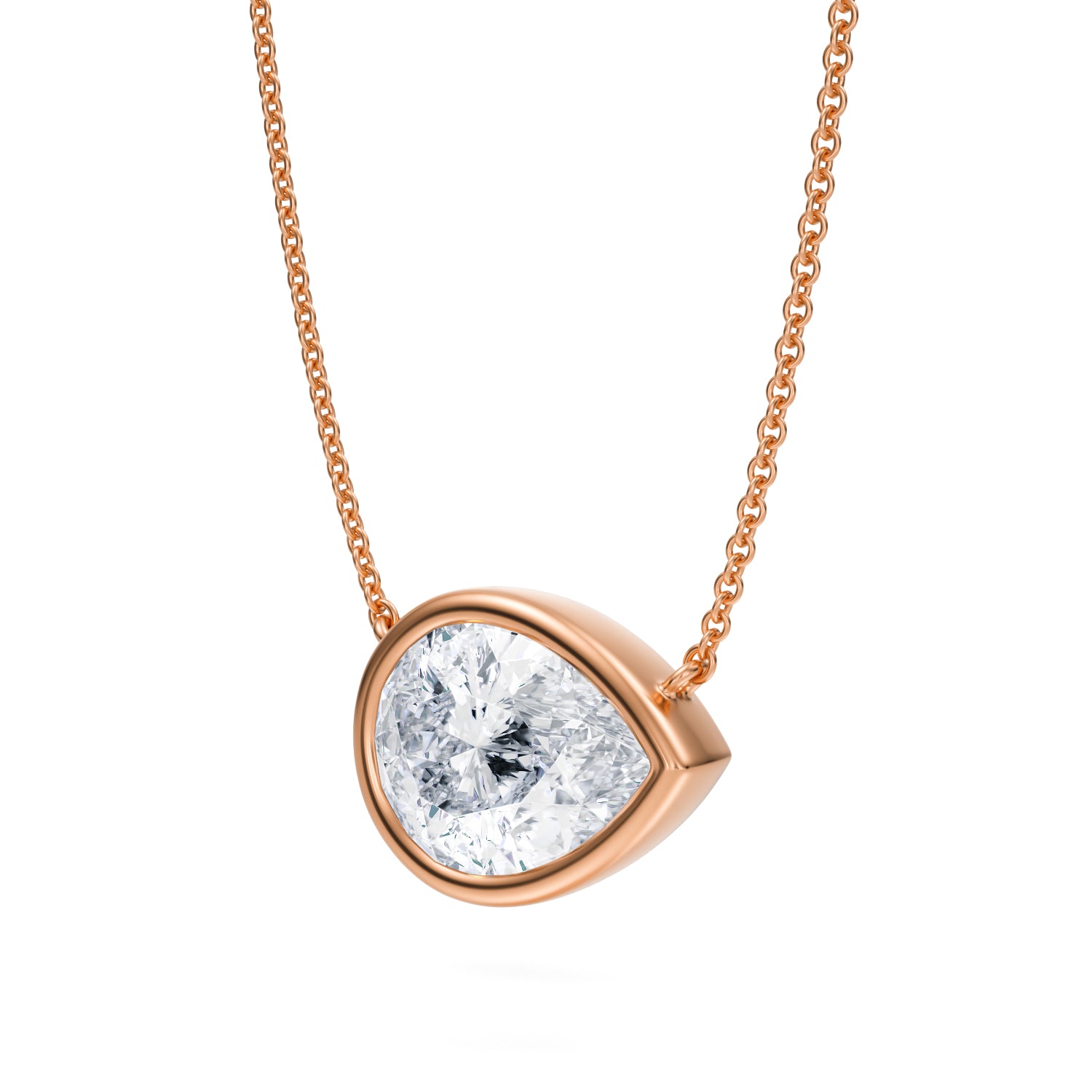 3.5 Carat Pear Bezel Solitaire Pendant Necklace