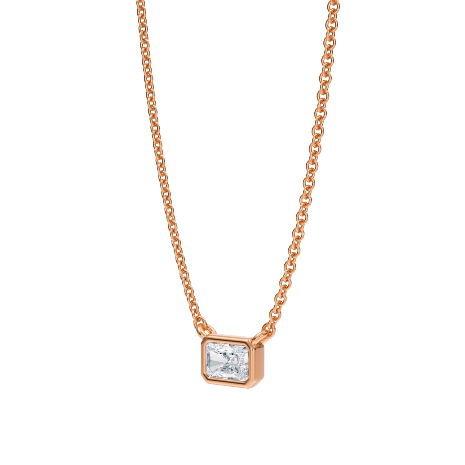 Radiant Bezel Solitaire Pendant Necklace