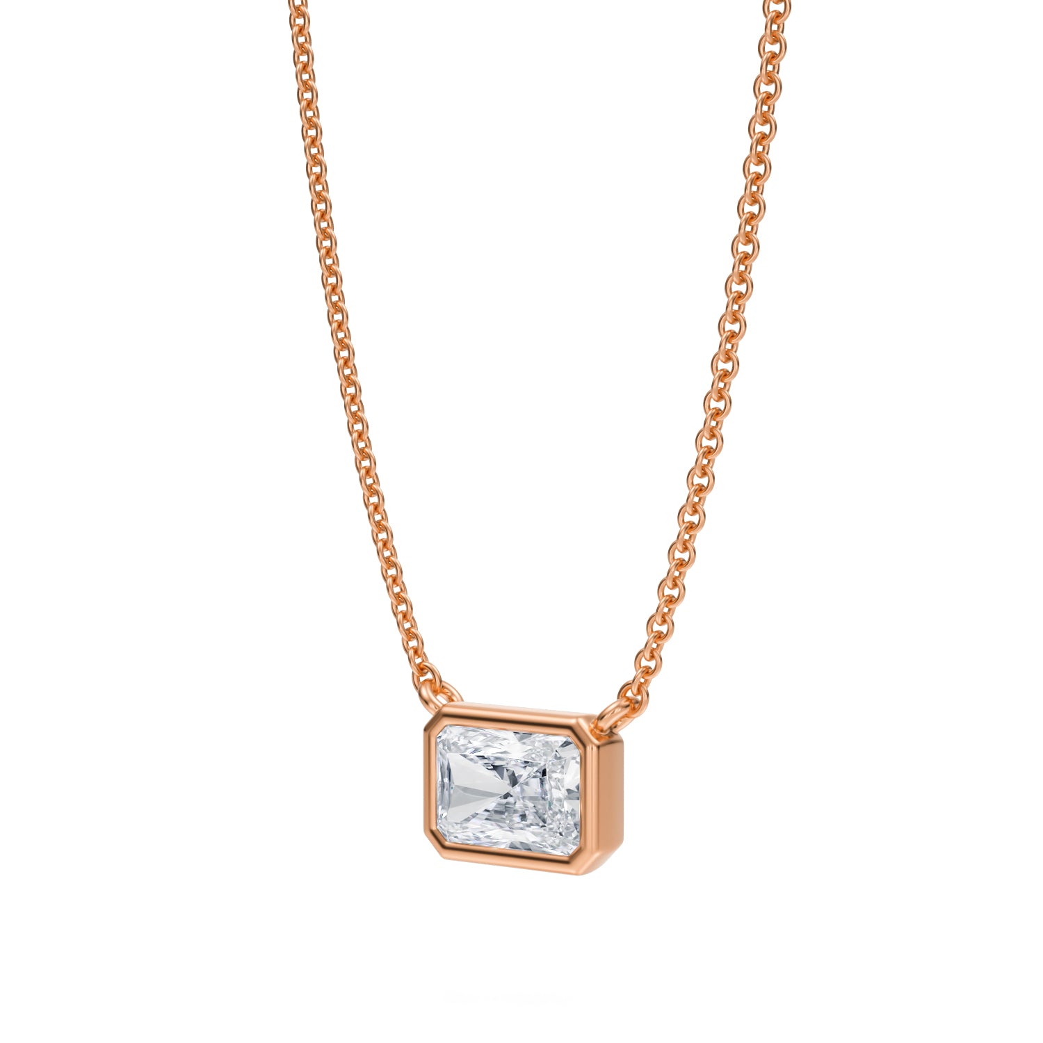 3/4 Carat Radiant Bezel Solitaire Pendant Necklace