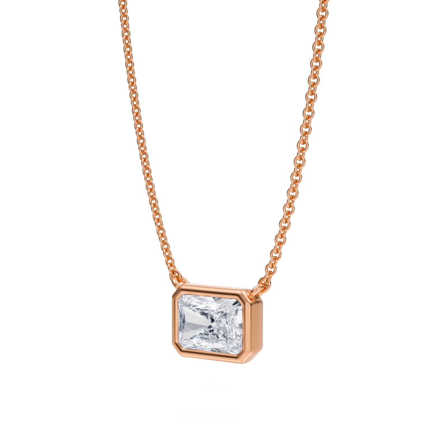 1 Carat Radiant Bezel Solitaire Pendant Necklace