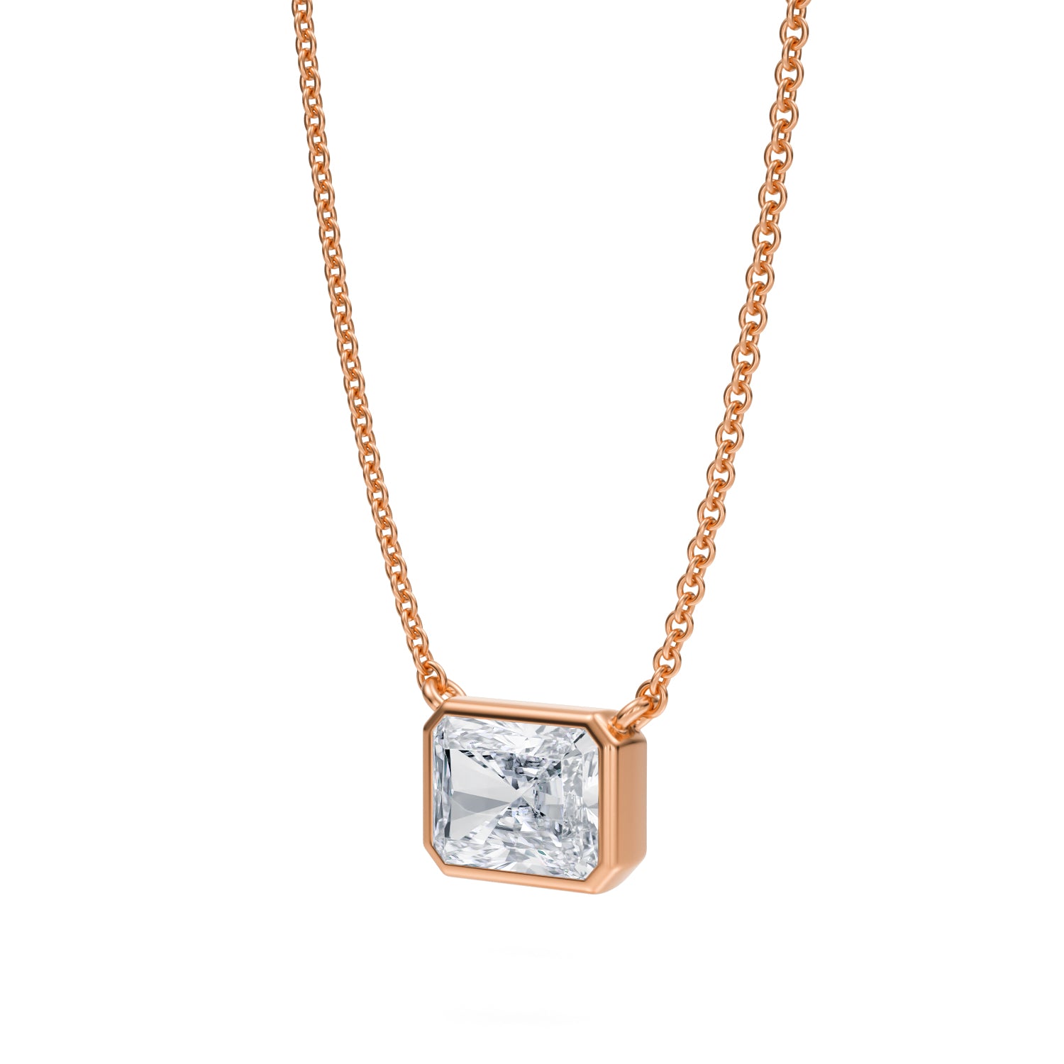 1.5 Carat Radiant Bezel Solitaire Pendant Necklace