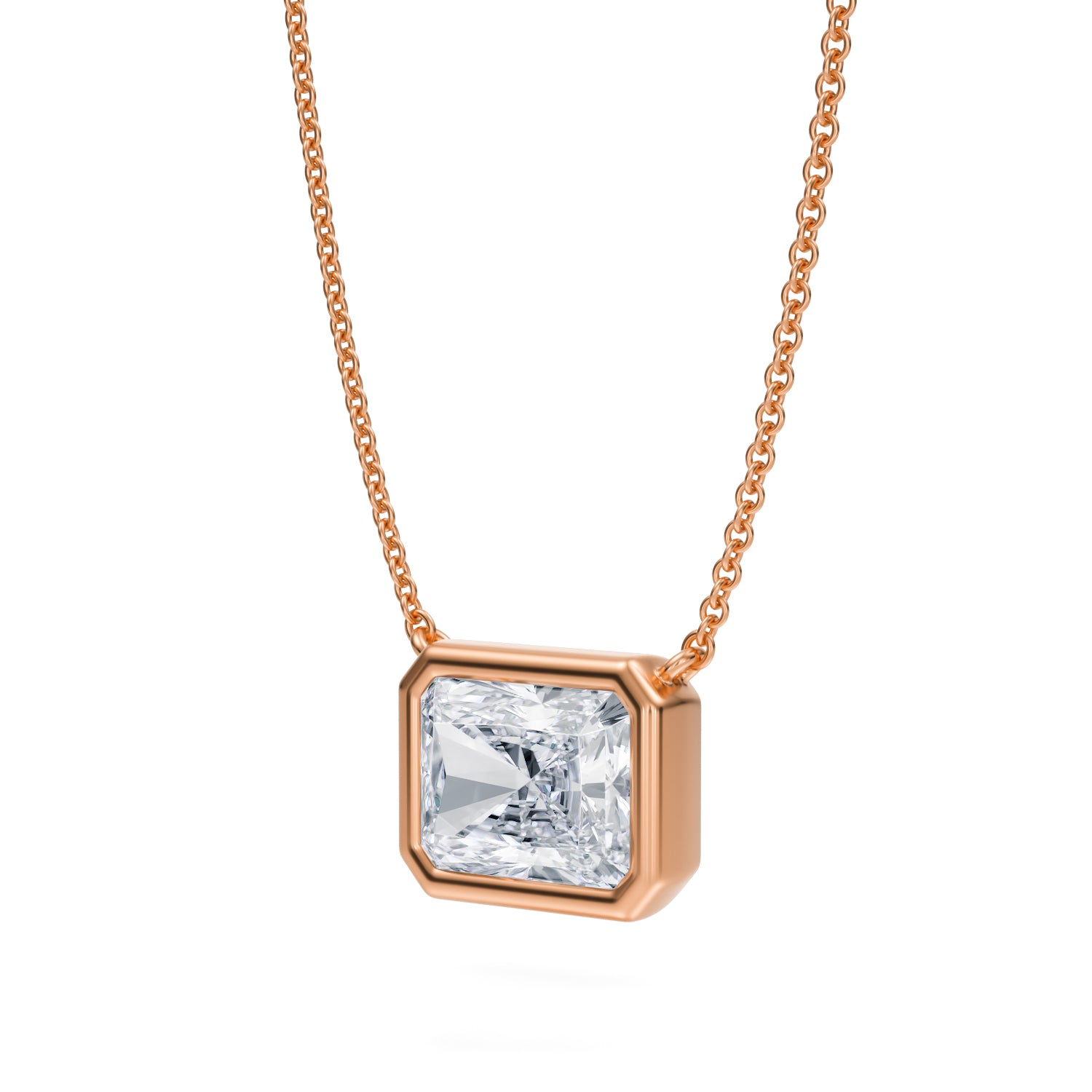 2.5 Carat Radiant Bezel Solitaire Pendant Necklace