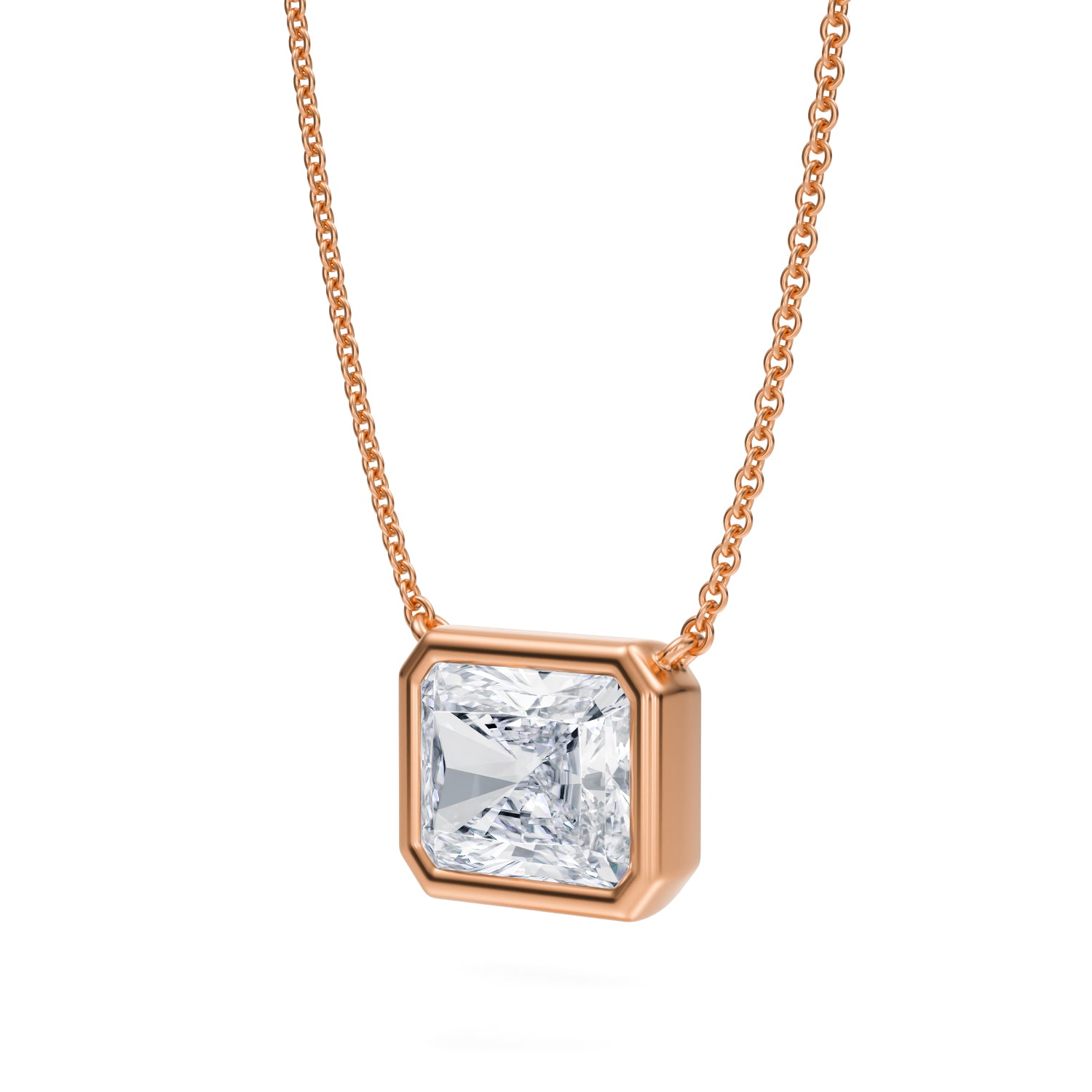 3 Carat Radiant Bezel Solitaire Pendant Necklace