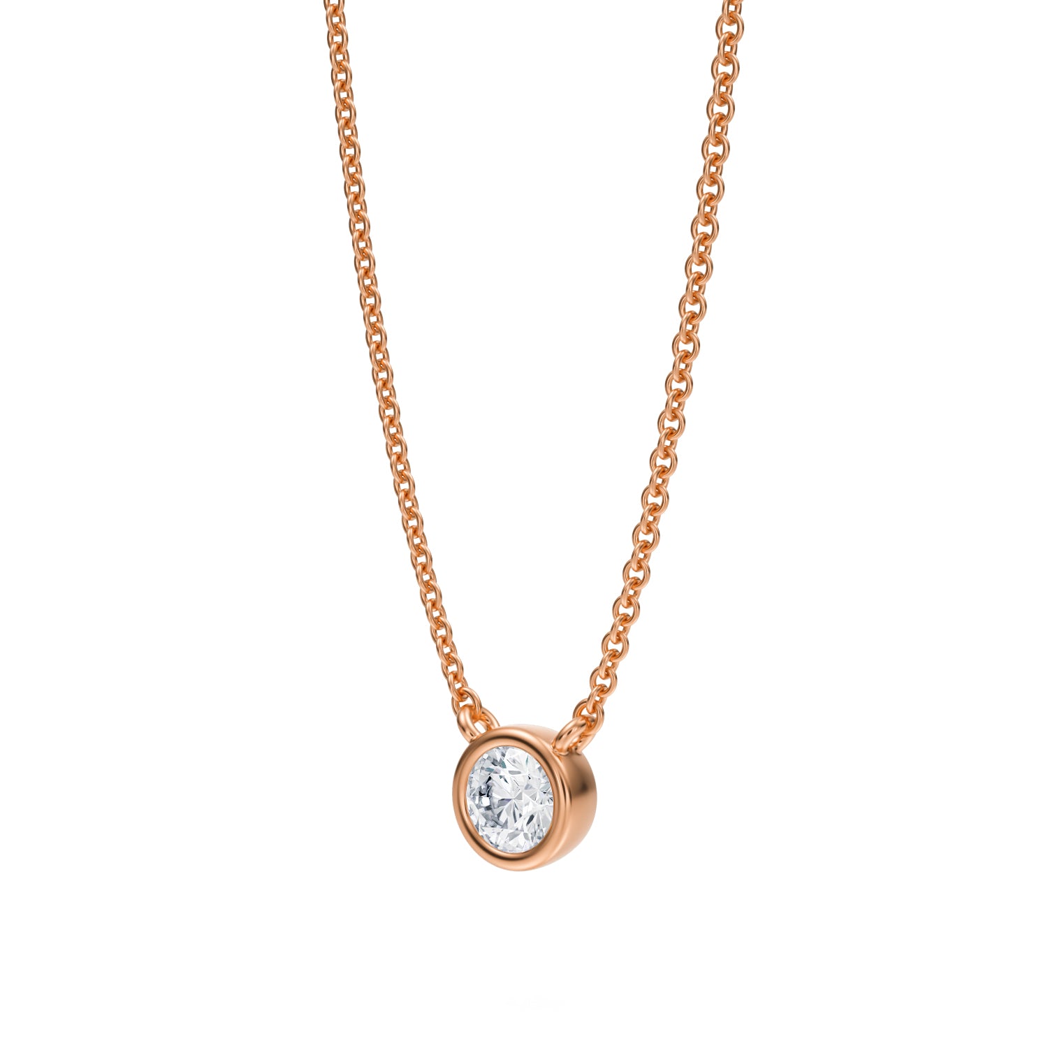 Round Bezel Solitaire Pendant Necklace