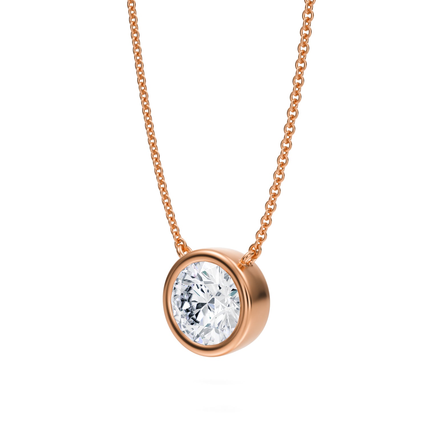 1.5 Carat Round Bezel Solitaire Pendant Necklace