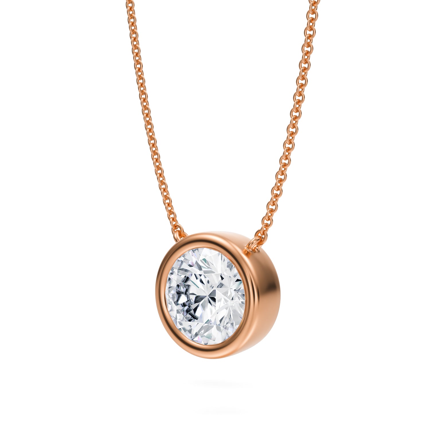 2.5 Carat Round Bezel Solitaire Pendant Necklace