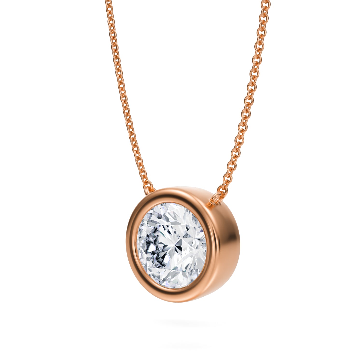 3 Carat Round Bezel Solitaire Pendant Necklace