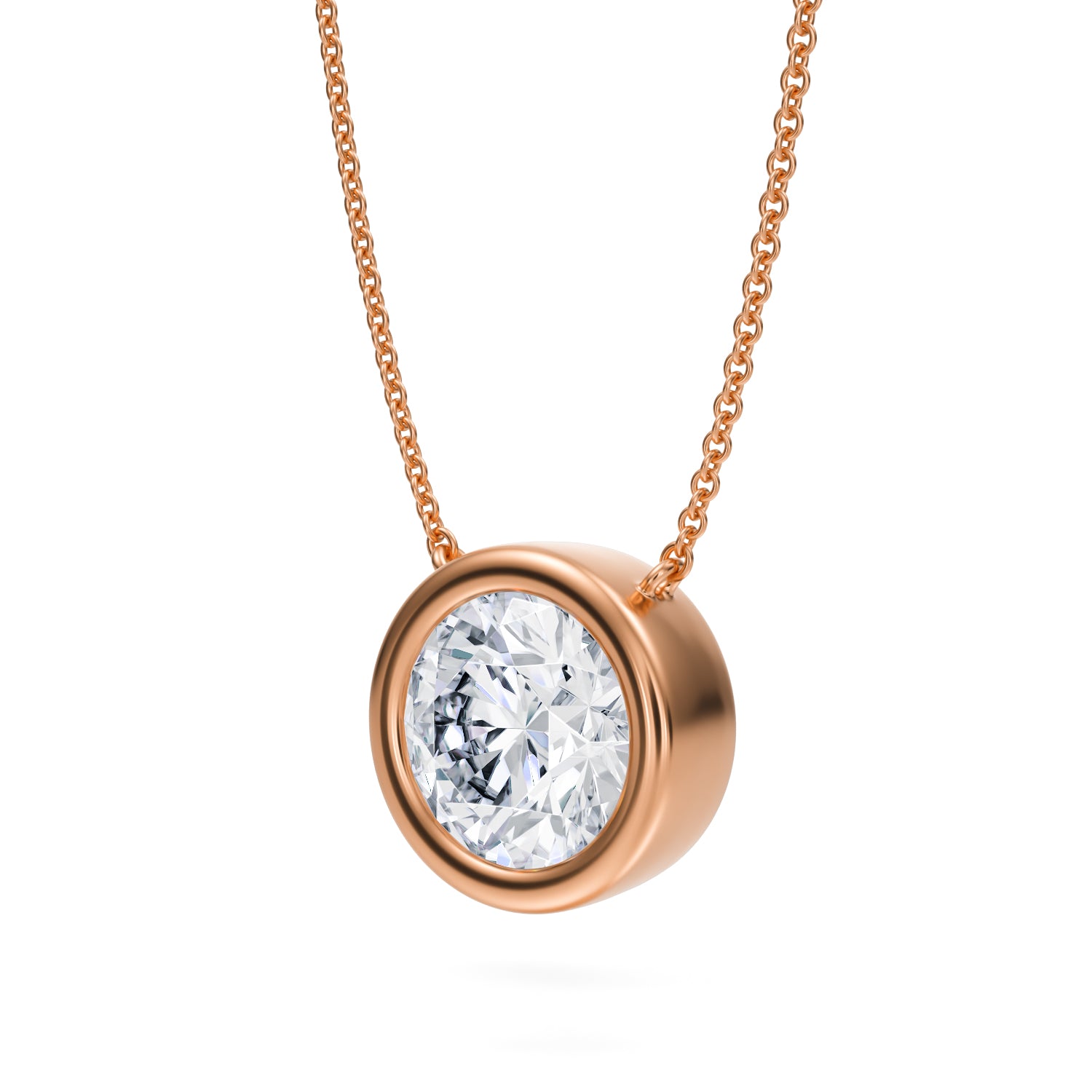 3.5 Carat Round Bezel Solitaire Pendant Necklace