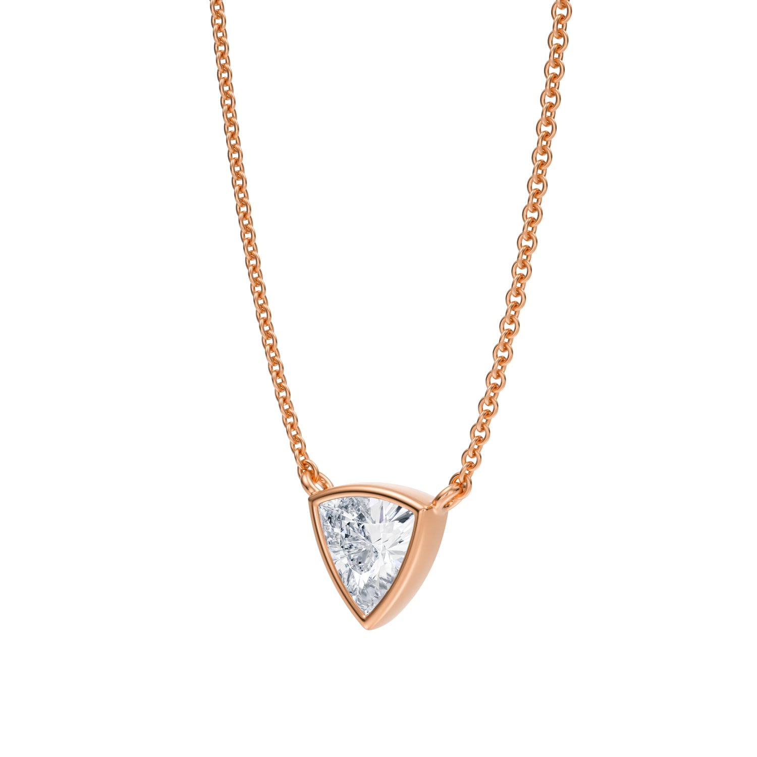 1/2 Carat Trillion Bezel Solitaire Pendant Necklace