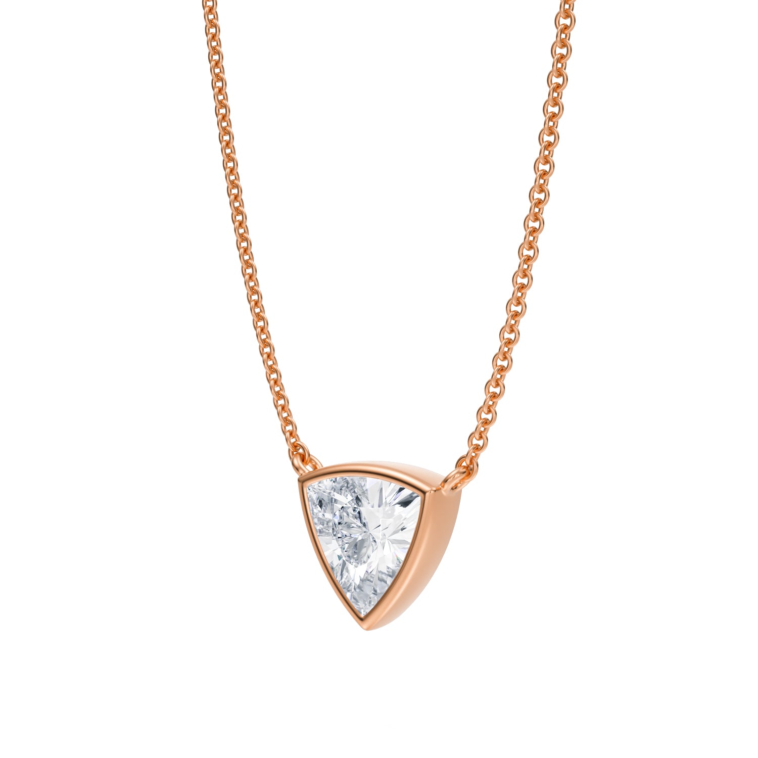 3/4 Carat Trillion Bezel Solitaire Pendant Necklace