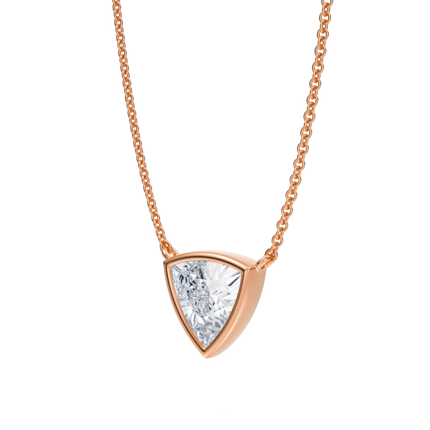 1 Carat Trillion Bezel Solitaire Pendant Necklace