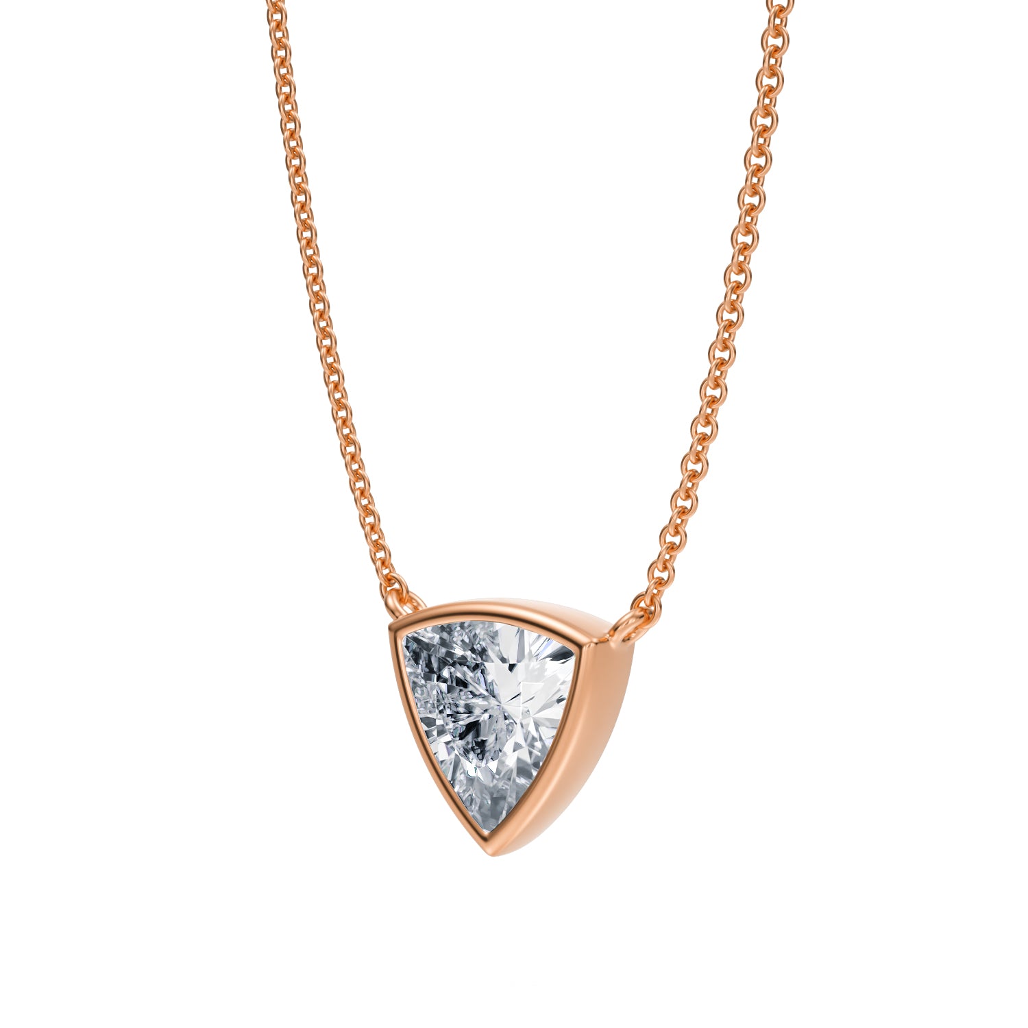 1.5 Carat Trillion Bezel Solitaire Pendant Necklace