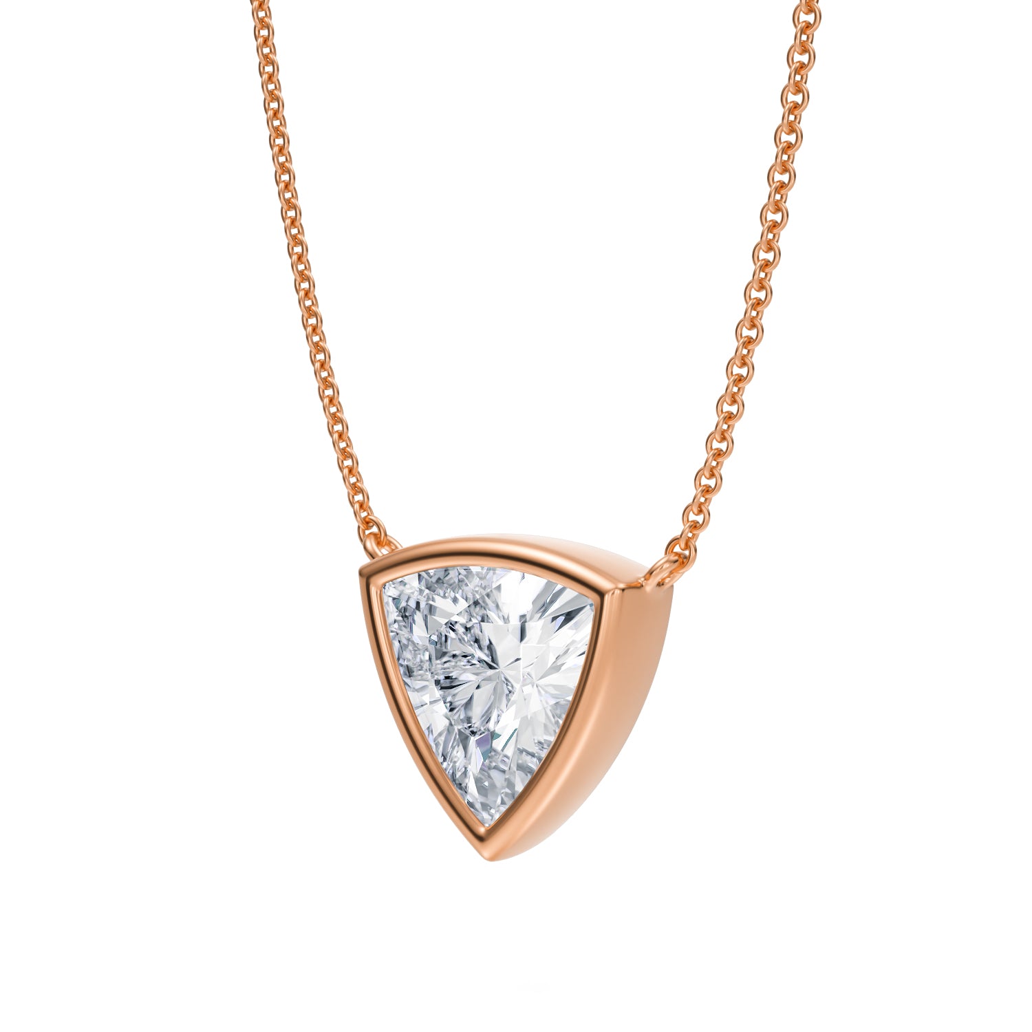 2 Carat Trillion Bezel Solitaire Pendant Necklace