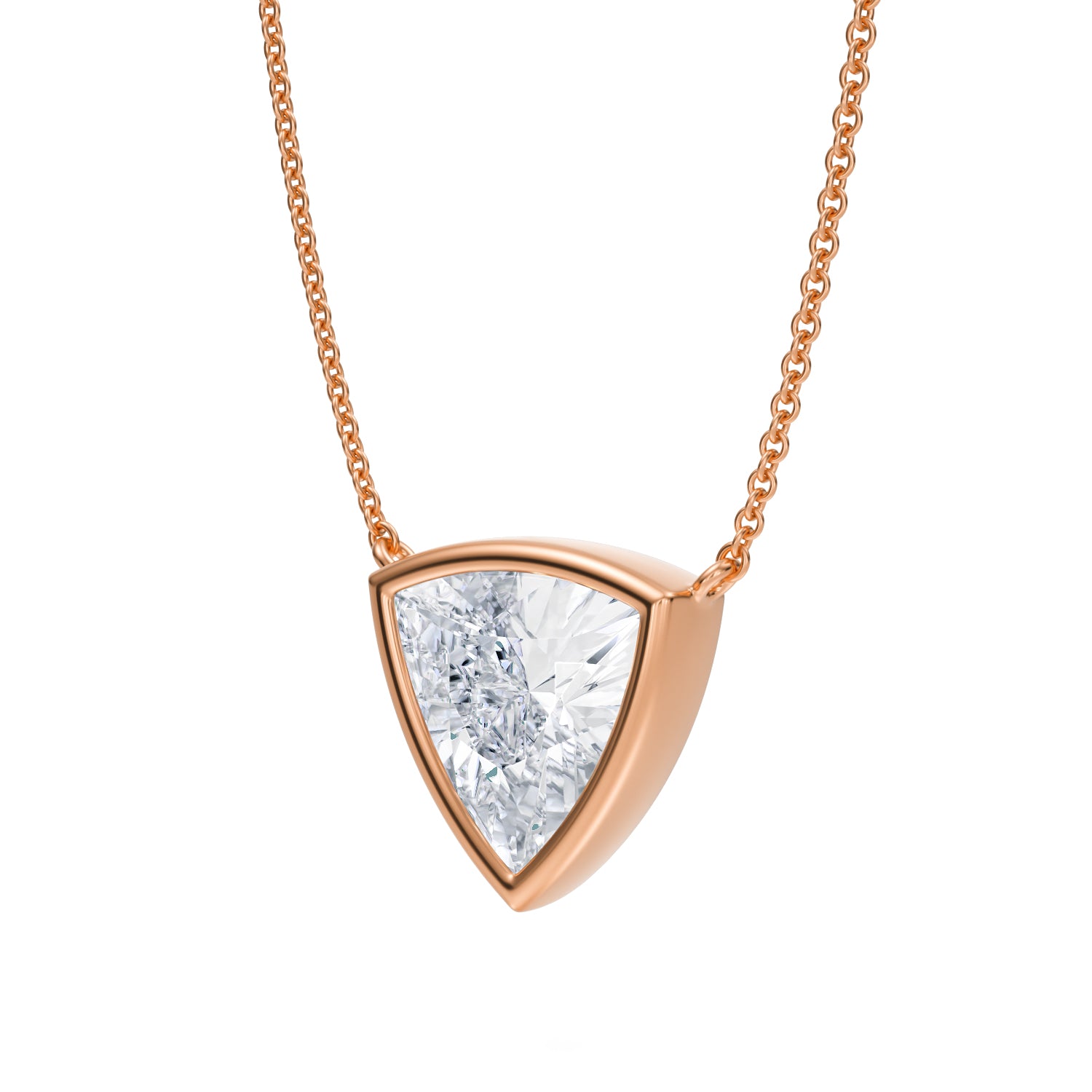 2.5 Carat Trillion Bezel Solitaire Pendant Necklace