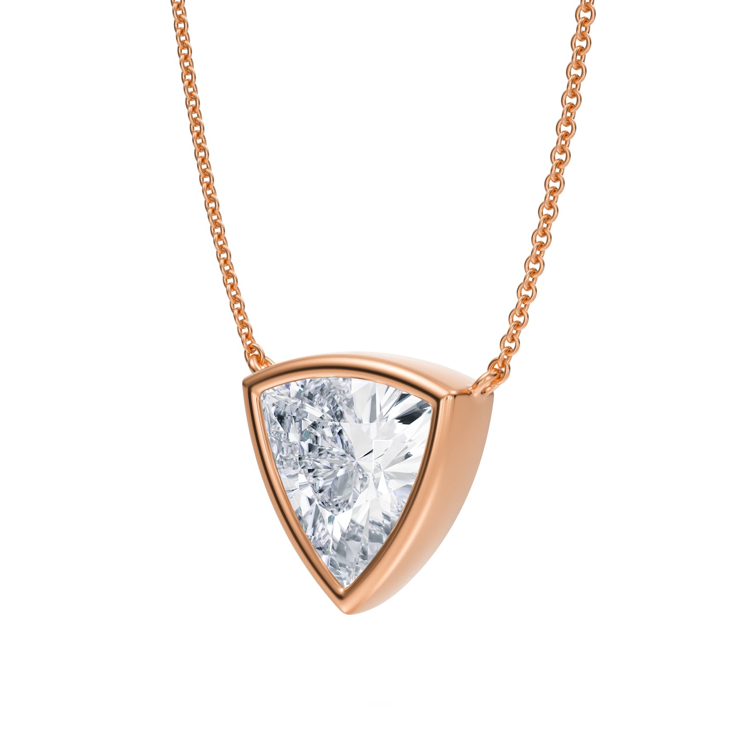 3 Carat Trillion Bezel Solitaire Pendant Necklace