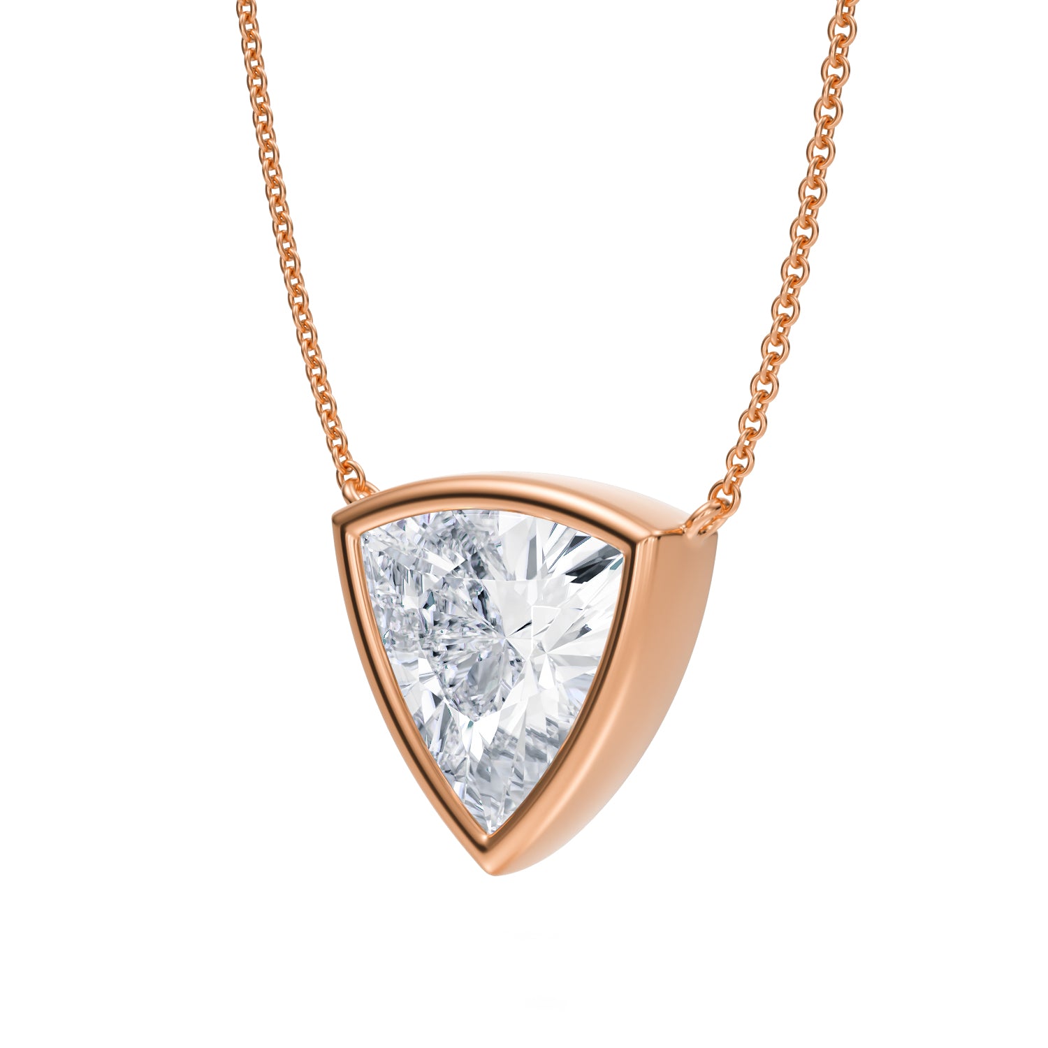 3.5 Carat Trillion Bezel Solitaire Pendant Necklace