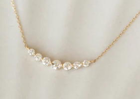 Graduated shared prong Diamond Necklace 14k yellow