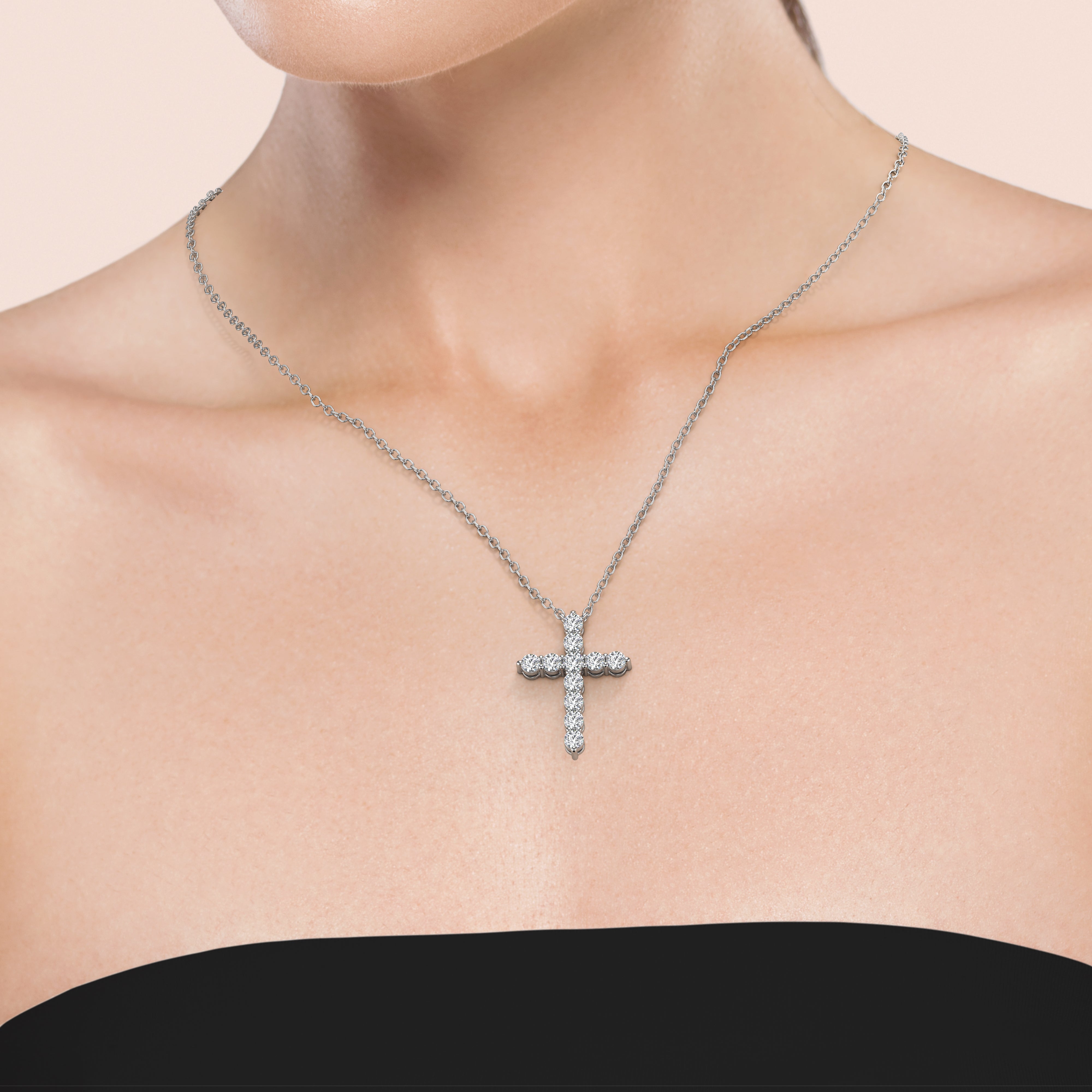 Lab Grown Diamond Cross Pendant Necklace - 1 ctw