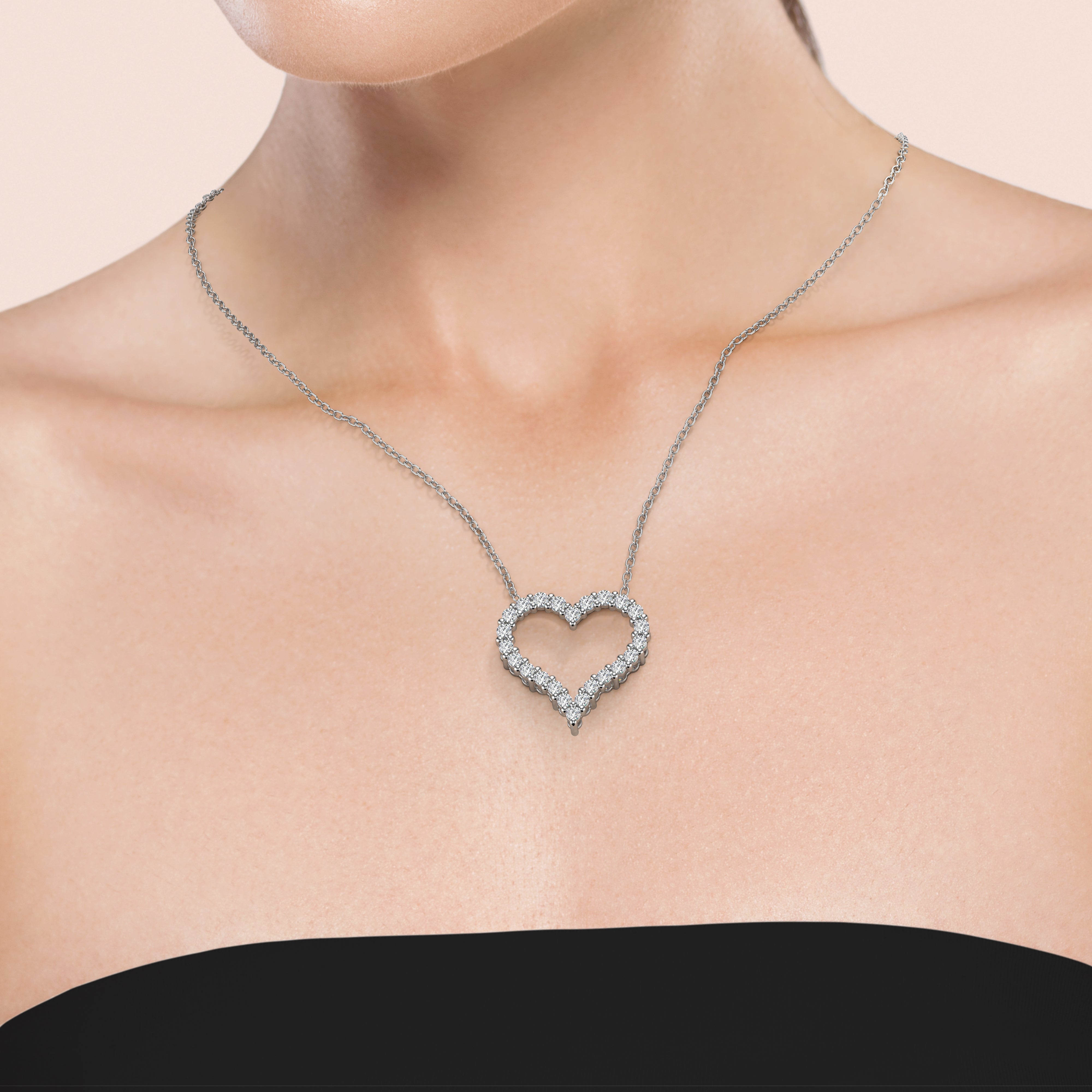 Lab Grown Diamond 2 Way Heart Necklace | 1 ctw