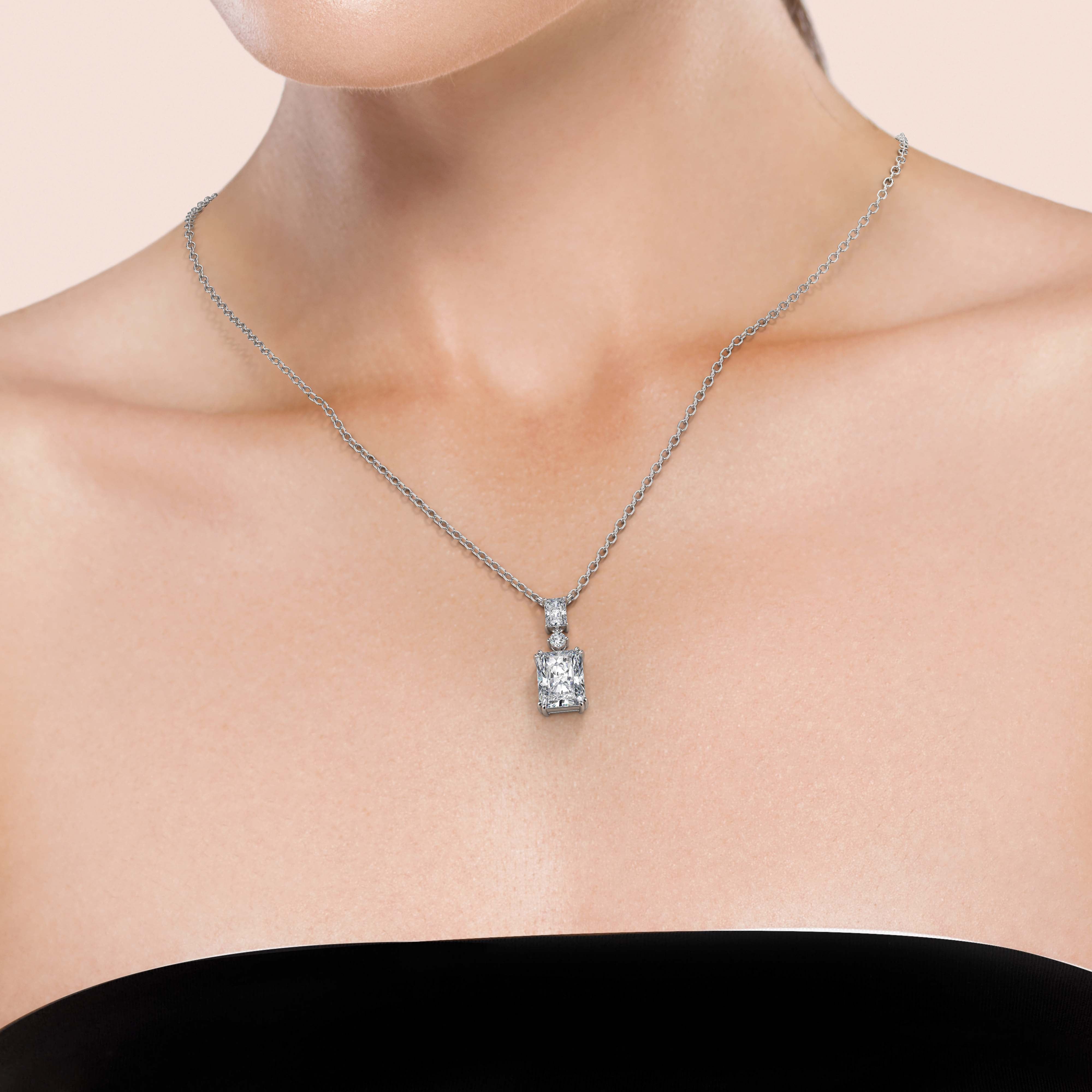 Radiant Alternating 3 Stone Diamond Necklace - 2 Carat