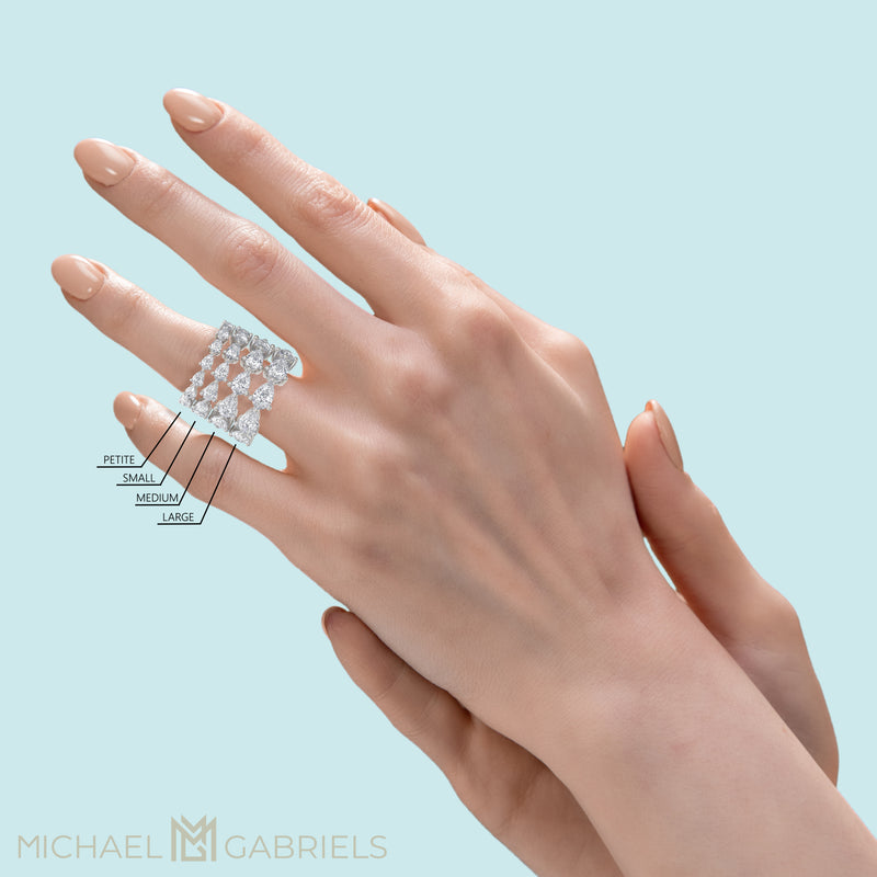 Horizontal Pear Lab Grown Diamond Eternity Band - Medium on finger