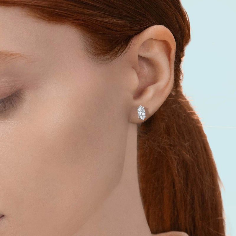 1.25 Carat Marquise Lab Grown Diamond Stud Earrings In Ear
