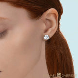 5 Carat Round Lab Grown Diamond Stud Earrings In Ear