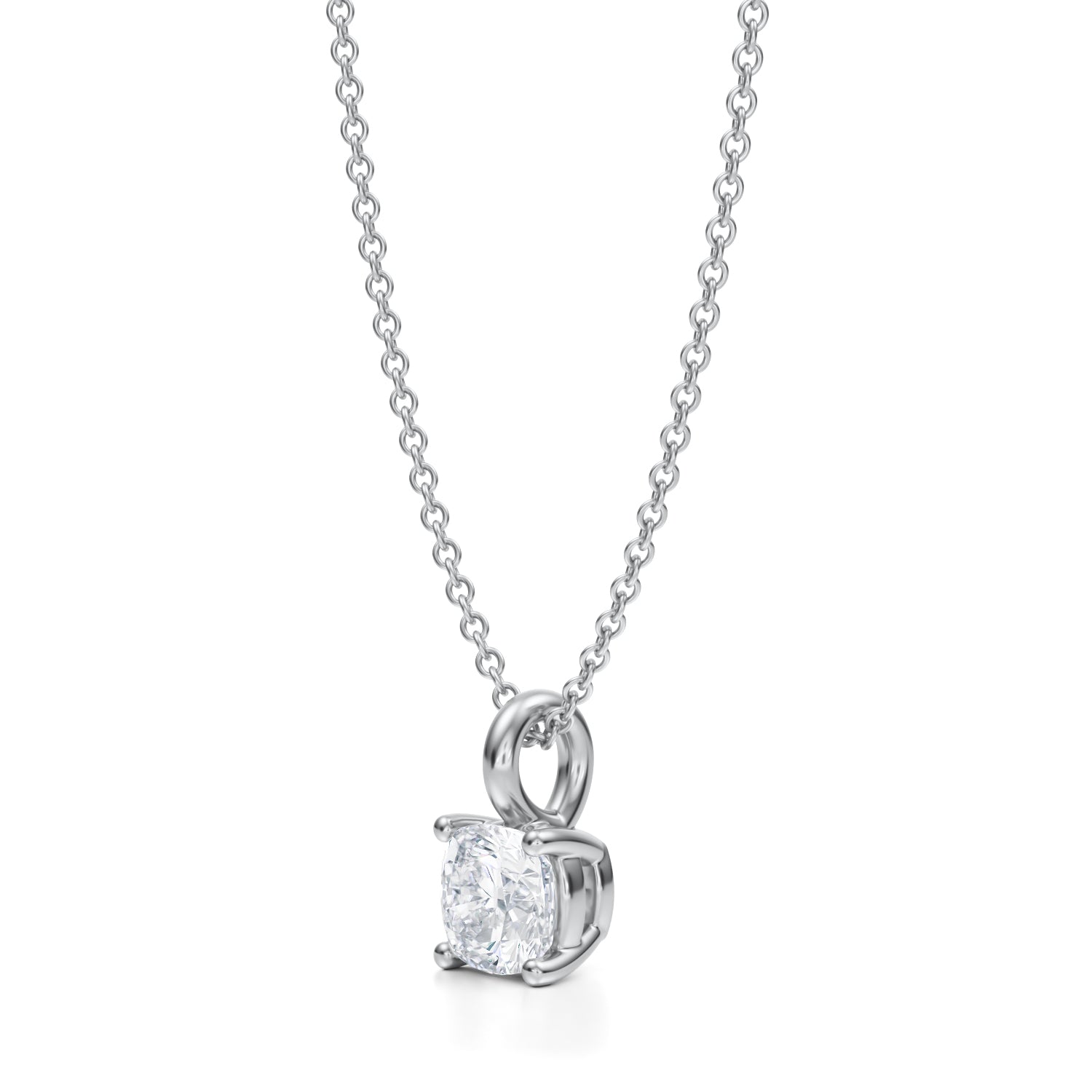 3/4 Carat Cushion Lab Grown Diamond Solitaire Pendant