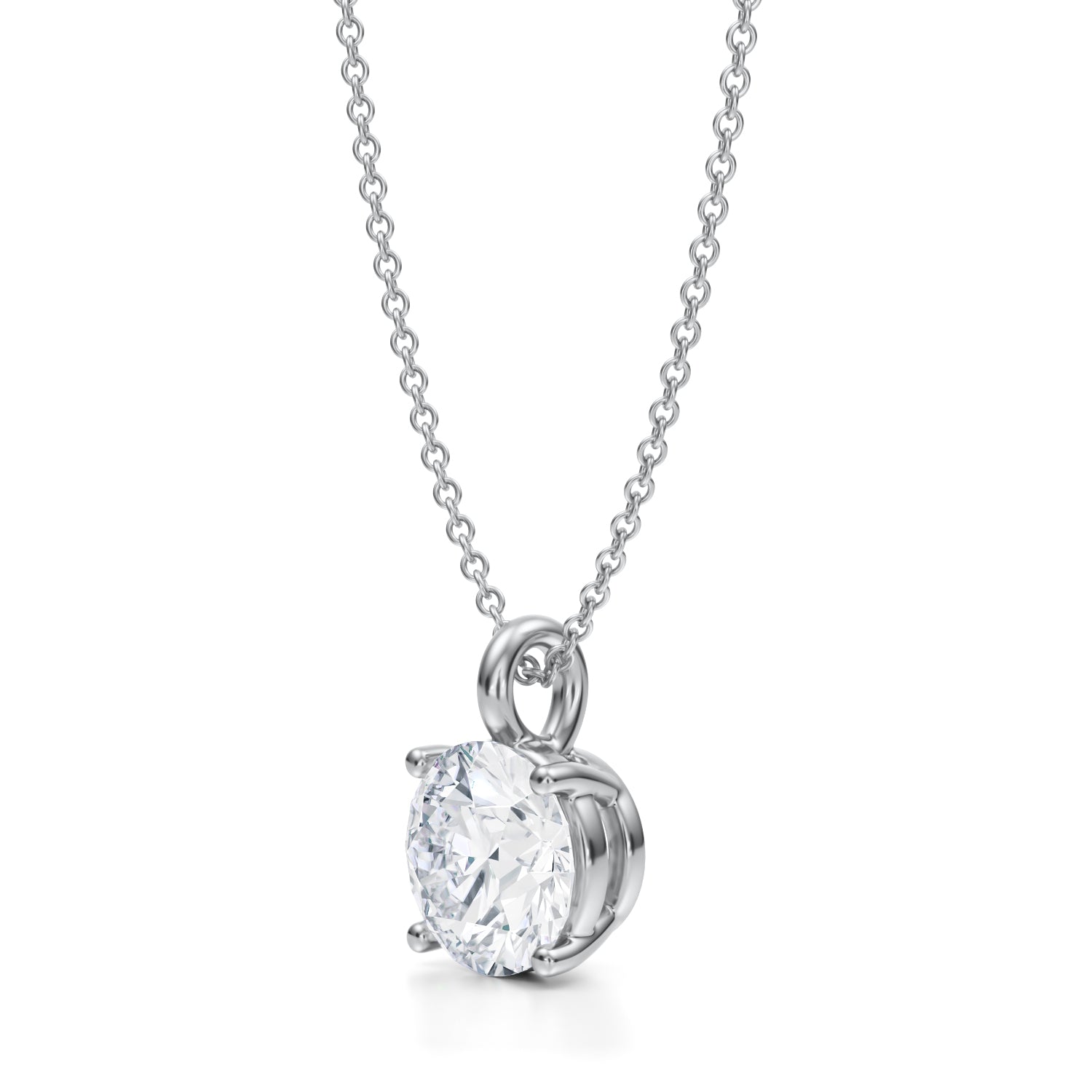 2 Carat Round Lab Grown Diamond Solitaire Pendant