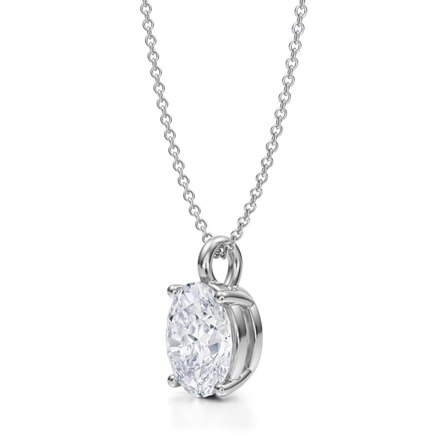 2 1/2 Carat Oval Lab Grown Diamond Solitaire Pendant