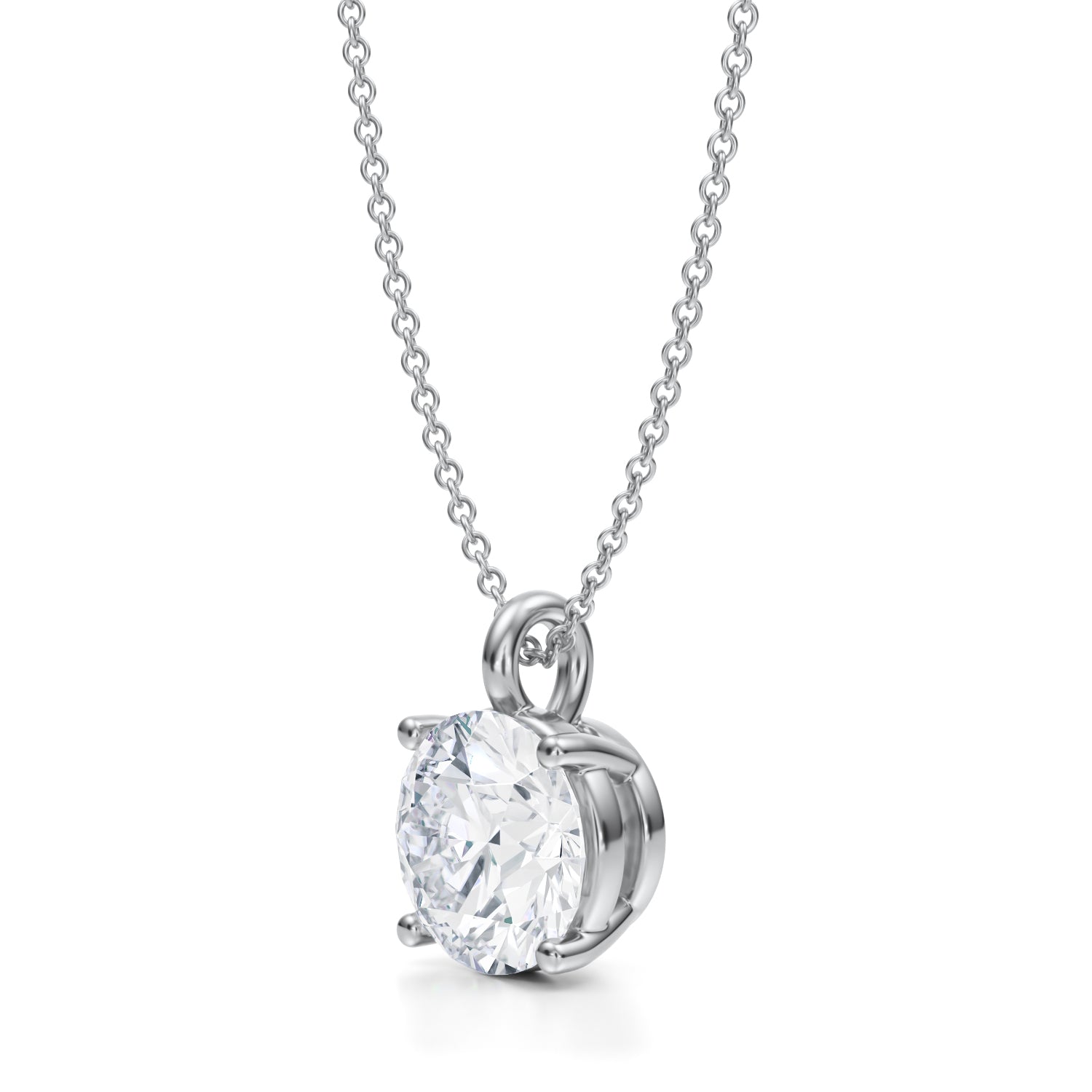 3 Carat Round Lab Grown Diamond Solitaire Pendant