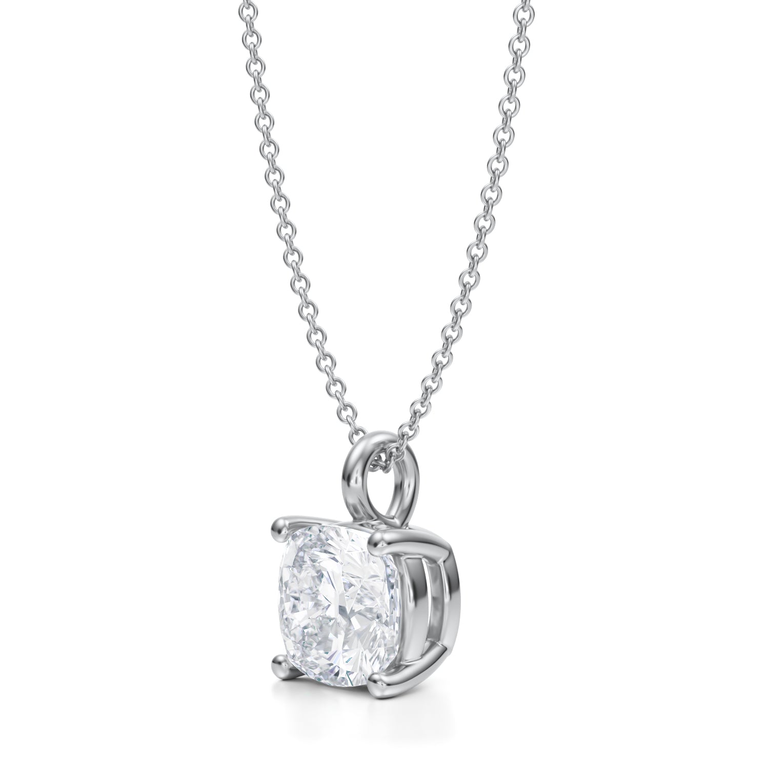 3 Carat Cushion Lab Grown Diamond Solitaire Pendant