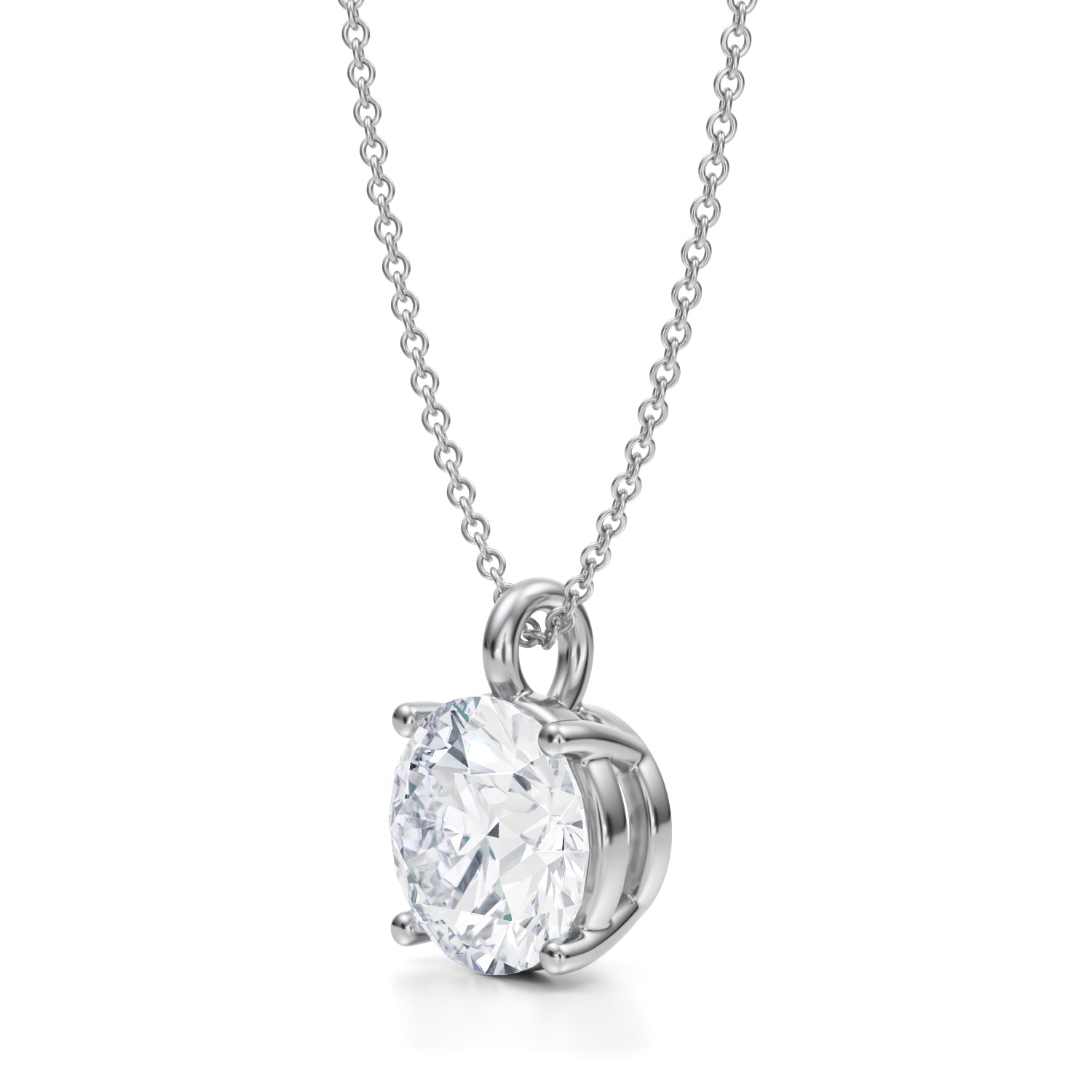 3.5 Carat Round Lab Grown Diamond Solitaire Pendant