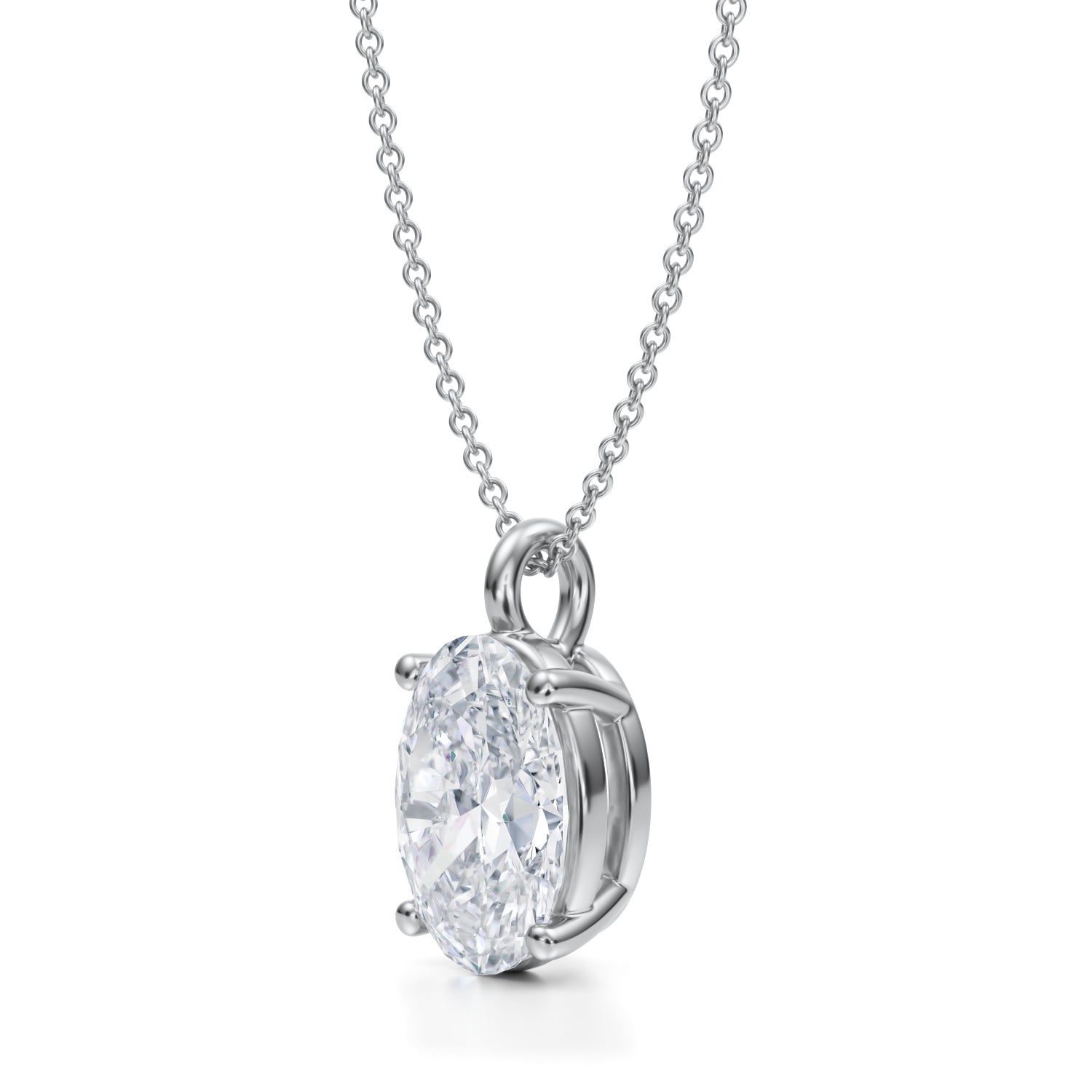 3 1/2 Carat Oval Lab Grown Diamond Solitaire Pendant