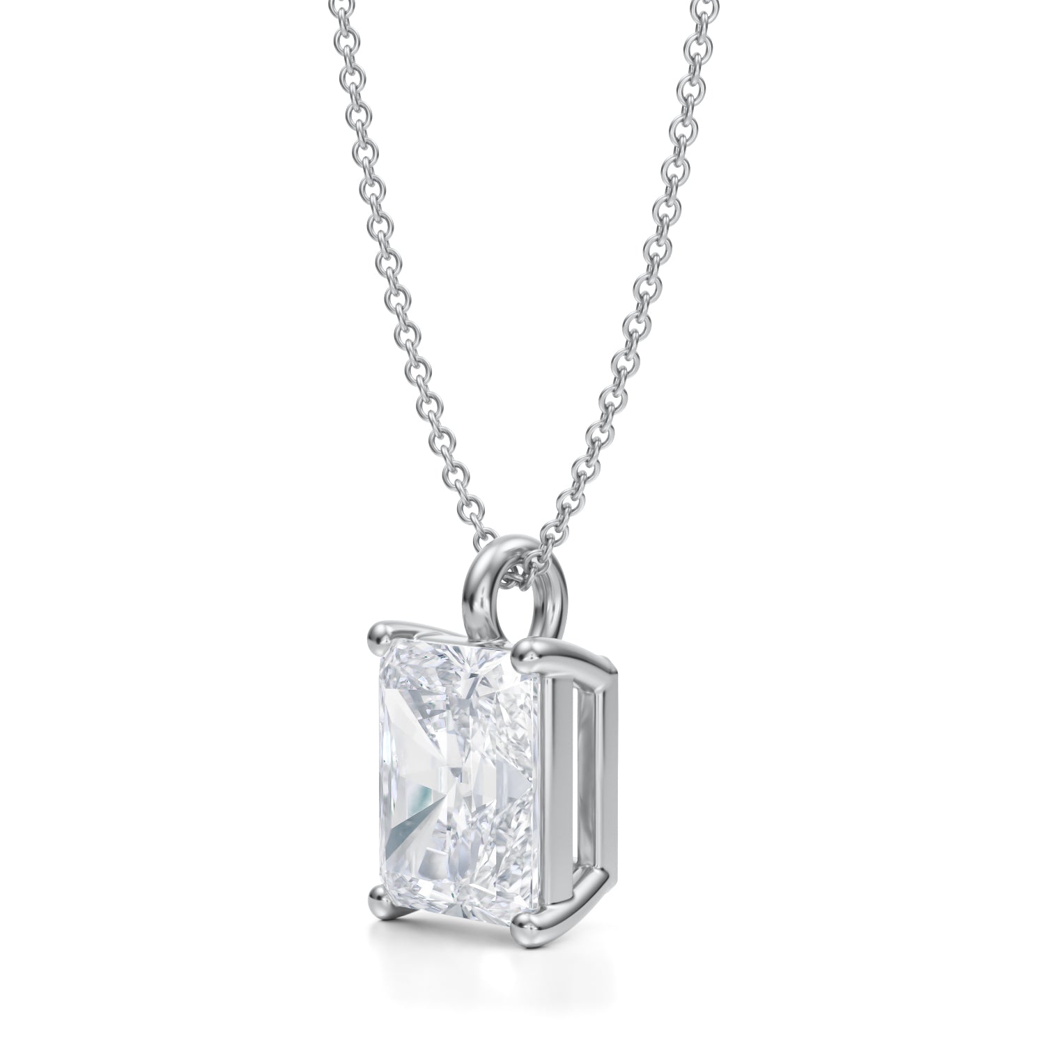 3 1/2 Carat Radiant Lab Grown Diamond Solitaire Pendant