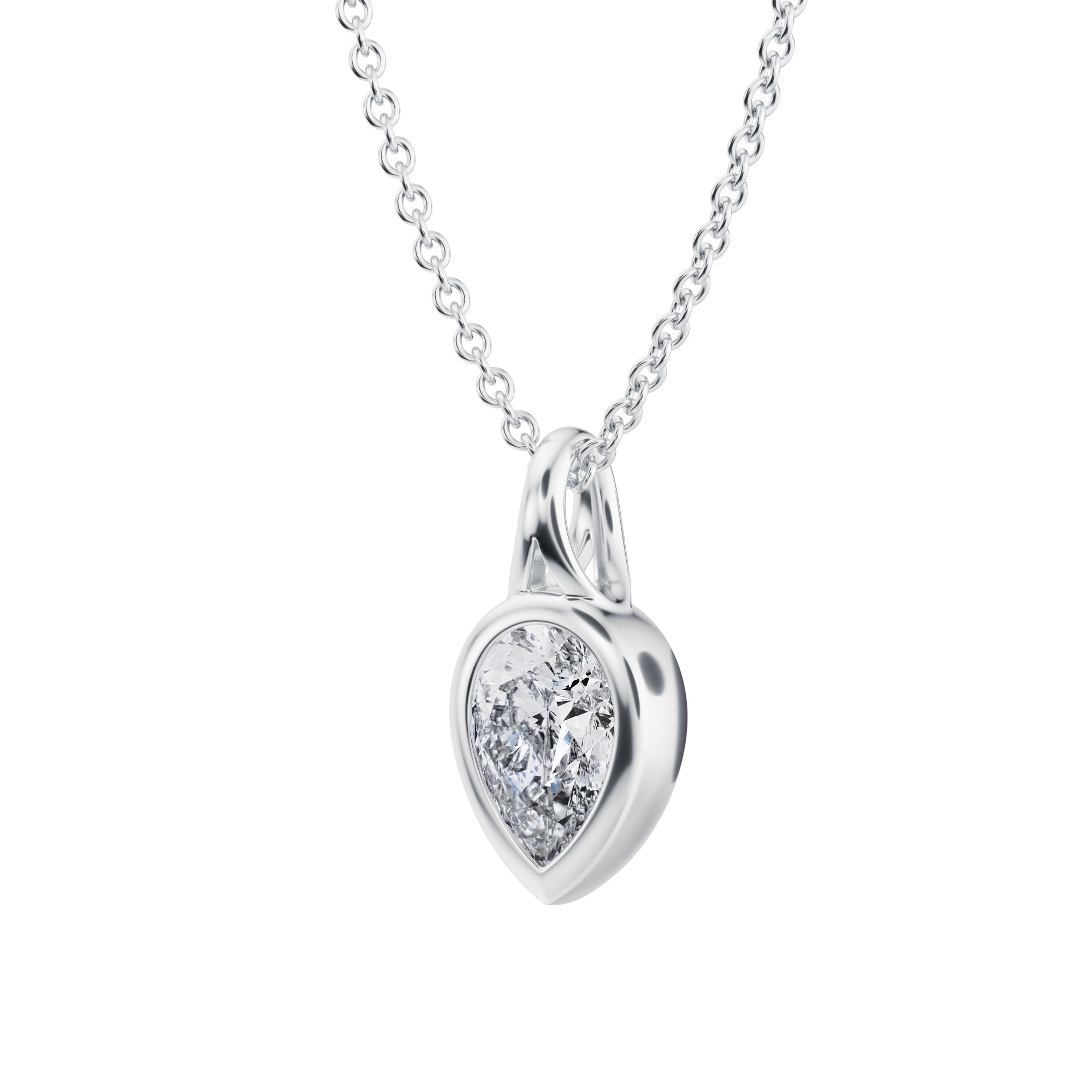 Luxurious 1/2 Carat Pear Lab Grown Diamond Bezel Necklace in White Gold