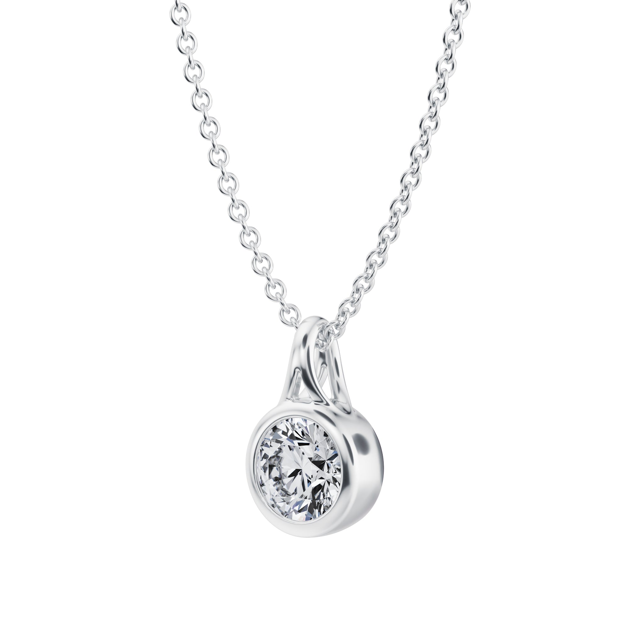 Dazzling 1/2 Carat Round Lab Grown Diamond Bezel Necklace in White Gold