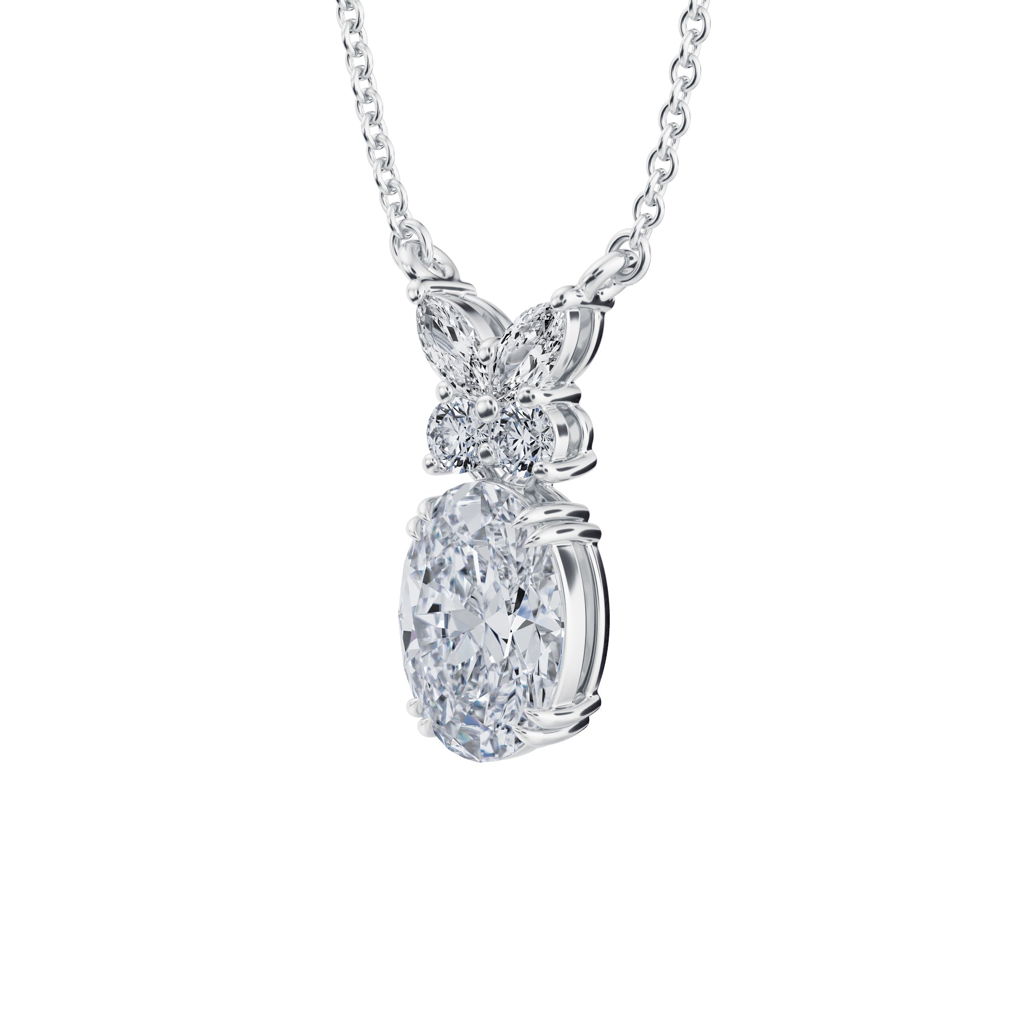 Oval Butterfly Cluster Pendant  2 Carat