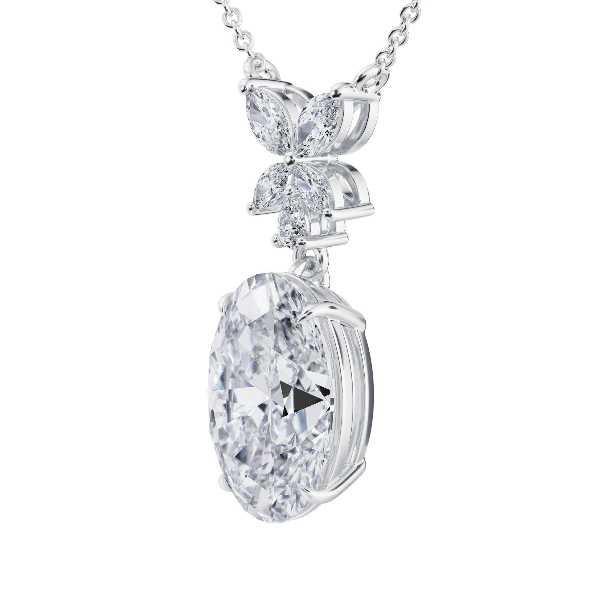 Oval And Marquise Pendant Necklace 4.5 Carat